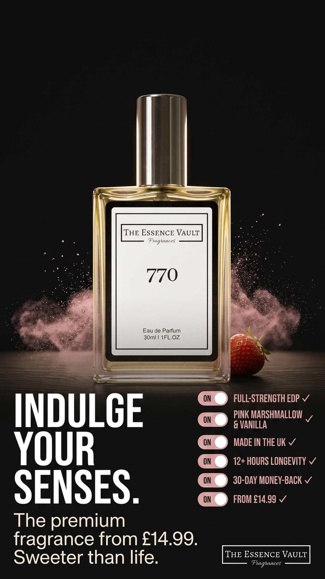 The Essence Vault Facebook ad from Mar 25, 2026