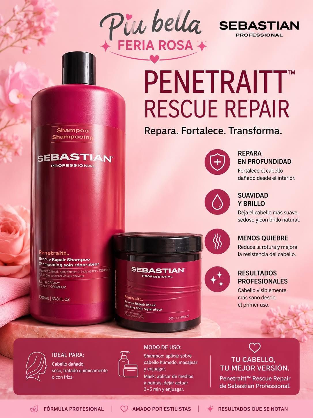 Piubella feria Rosa 1 Facebook ad: Productos para el cuidado del cabello profesionales.