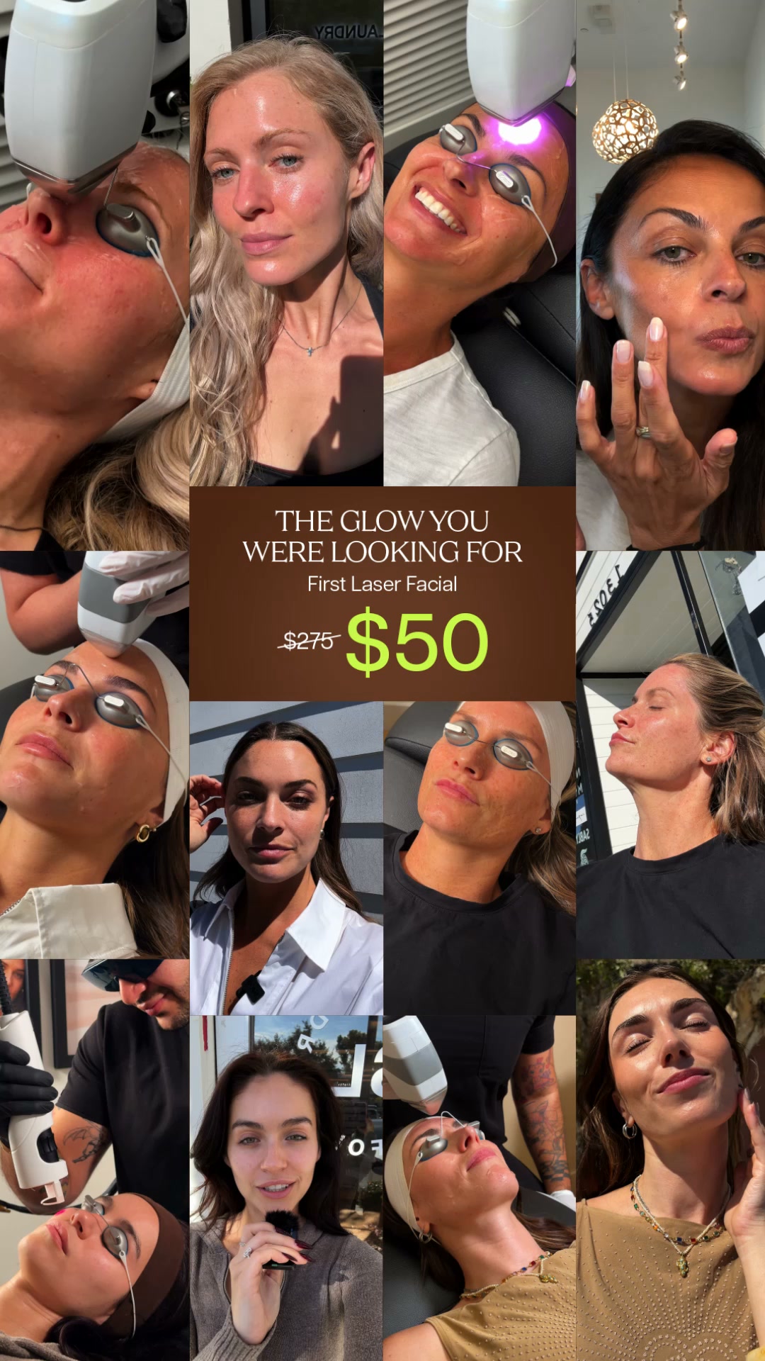 Skin Laundry Facebook ad: Book Now, Glow Later
