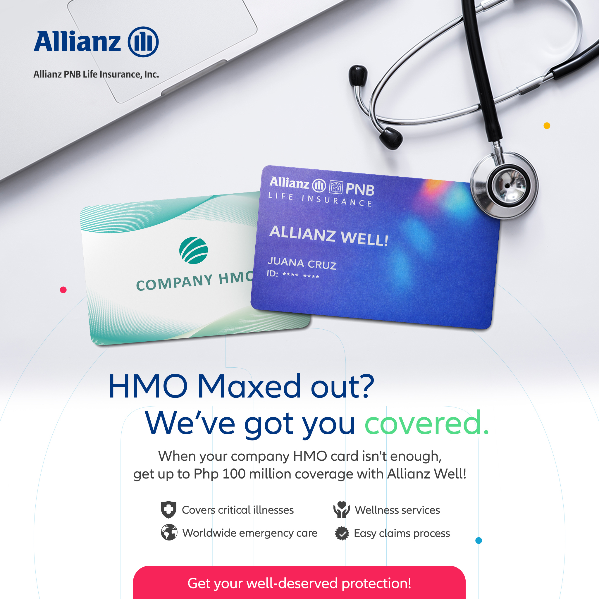 Allianz PNB Life Facebook ad: Be well-protected!