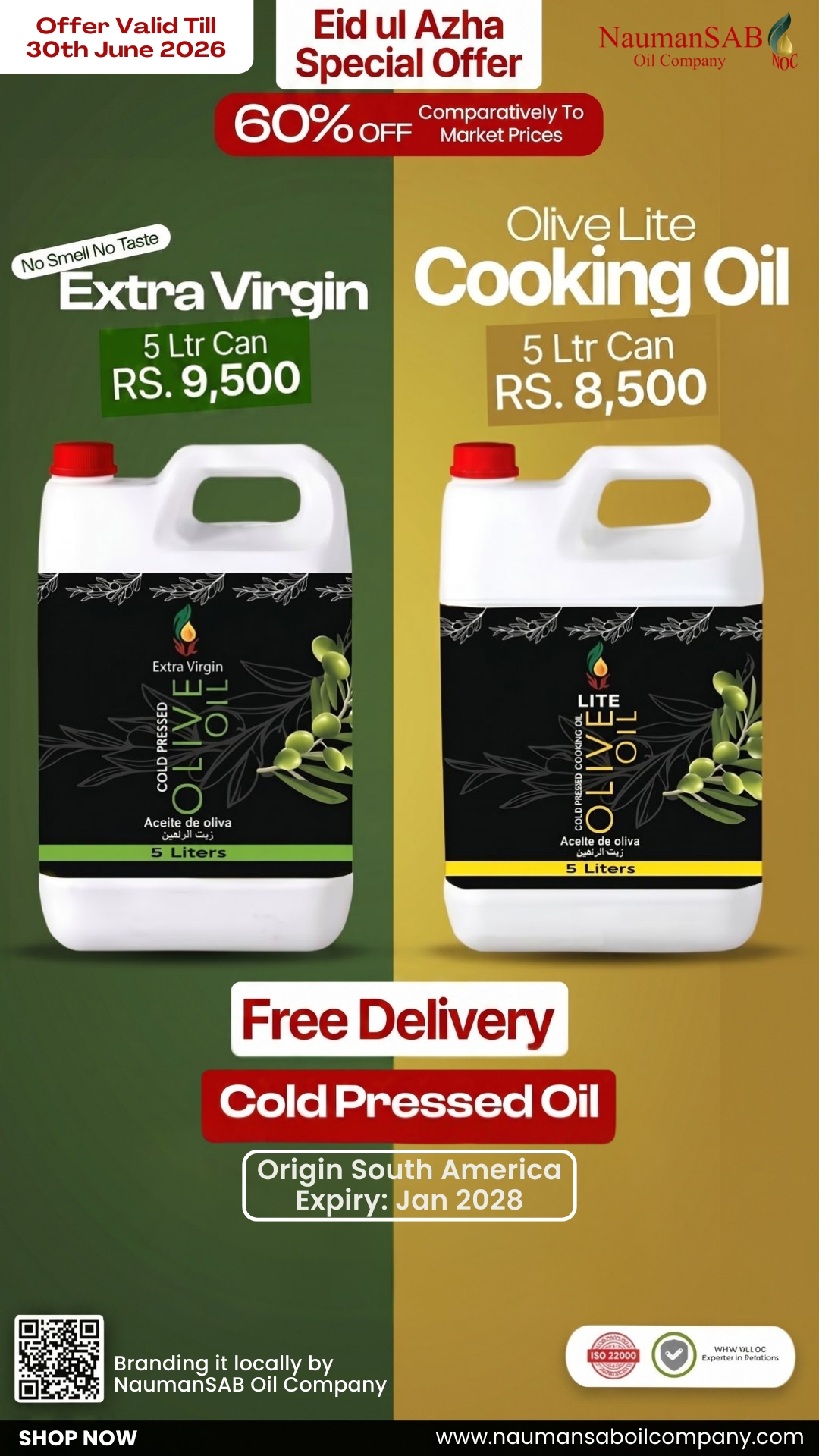 NaumanSab Oil Company Facebook ad: 60% OFF | Compared to market rates