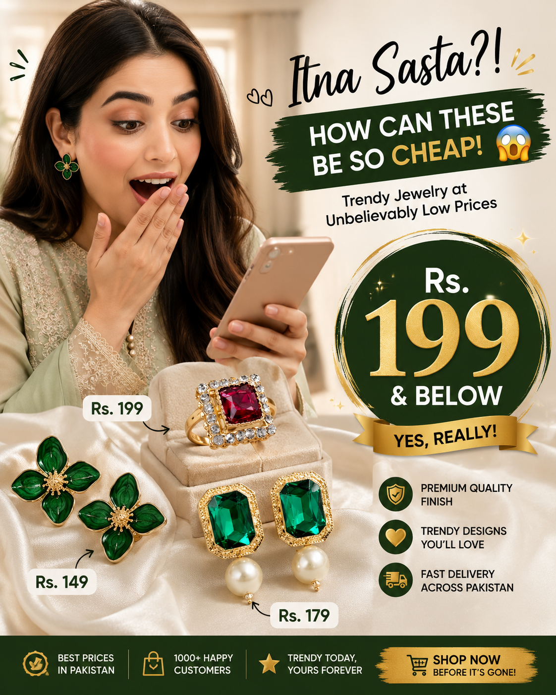 TJ Wholesale Jewelry Facebook ad: Rs.199 & below