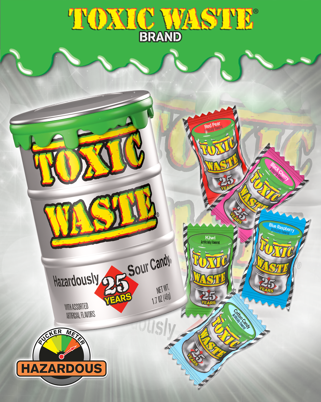 Toxic Waste Hazardously Sour Candy Facebook ad from Aug 14, 2026
