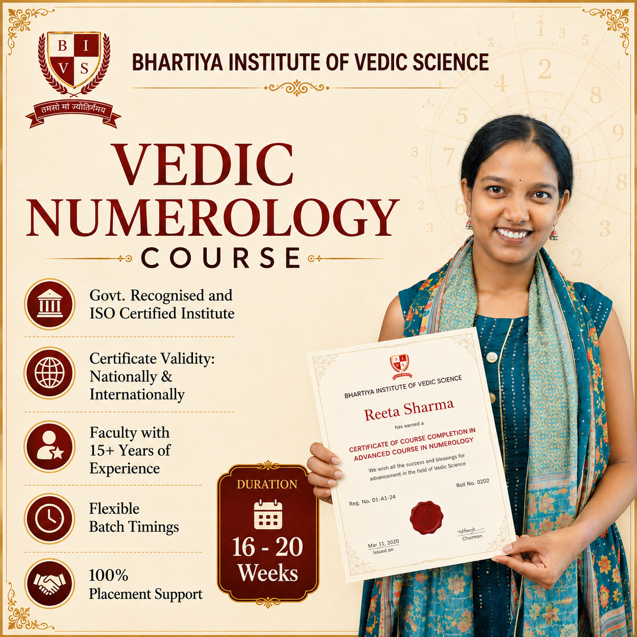 Bhartiya Institute of Vedic Science Facebook ad: Become a professional Numerologist