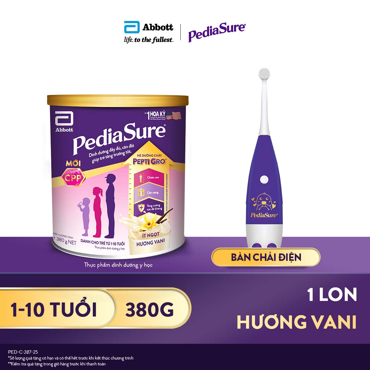 PediaSure Việt Nam Facebook ad: TẶNG NGAY BÀN CHẢI ĐIỆN CHO BÉ KHI MUA PEDIASURE