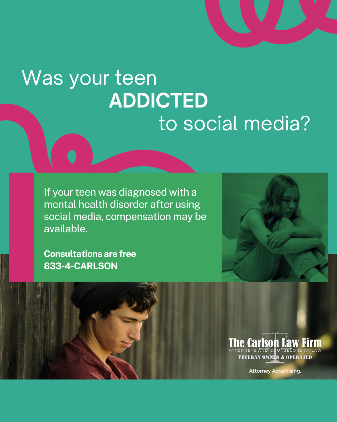 The Carlson Law Firm Facebook ad