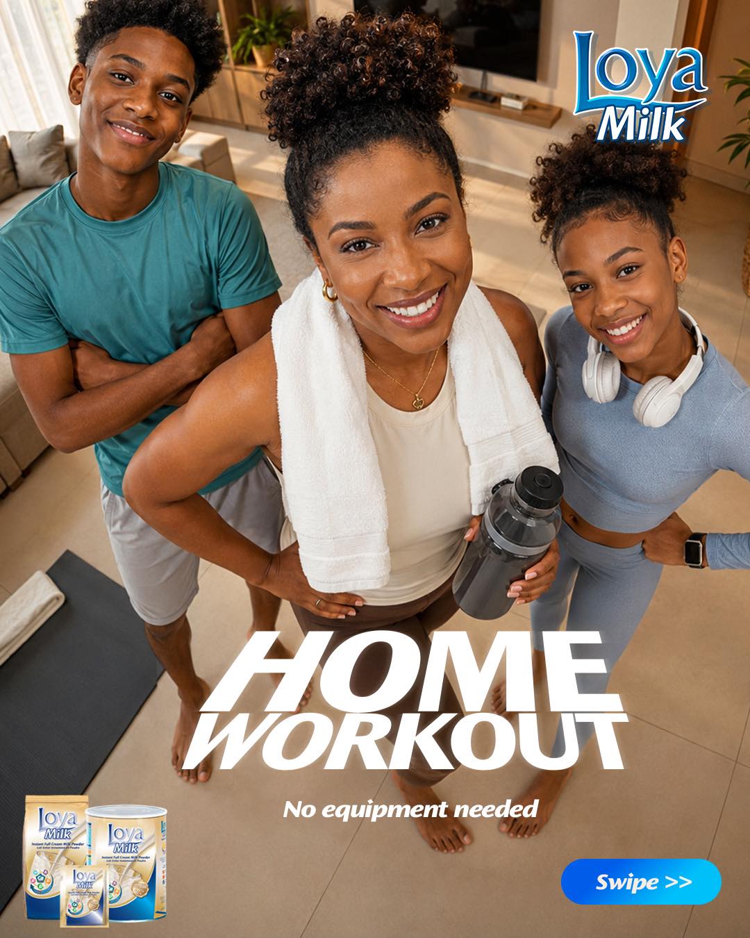 Loyamilk Facebook ad: New month, same squad, stronger goals.