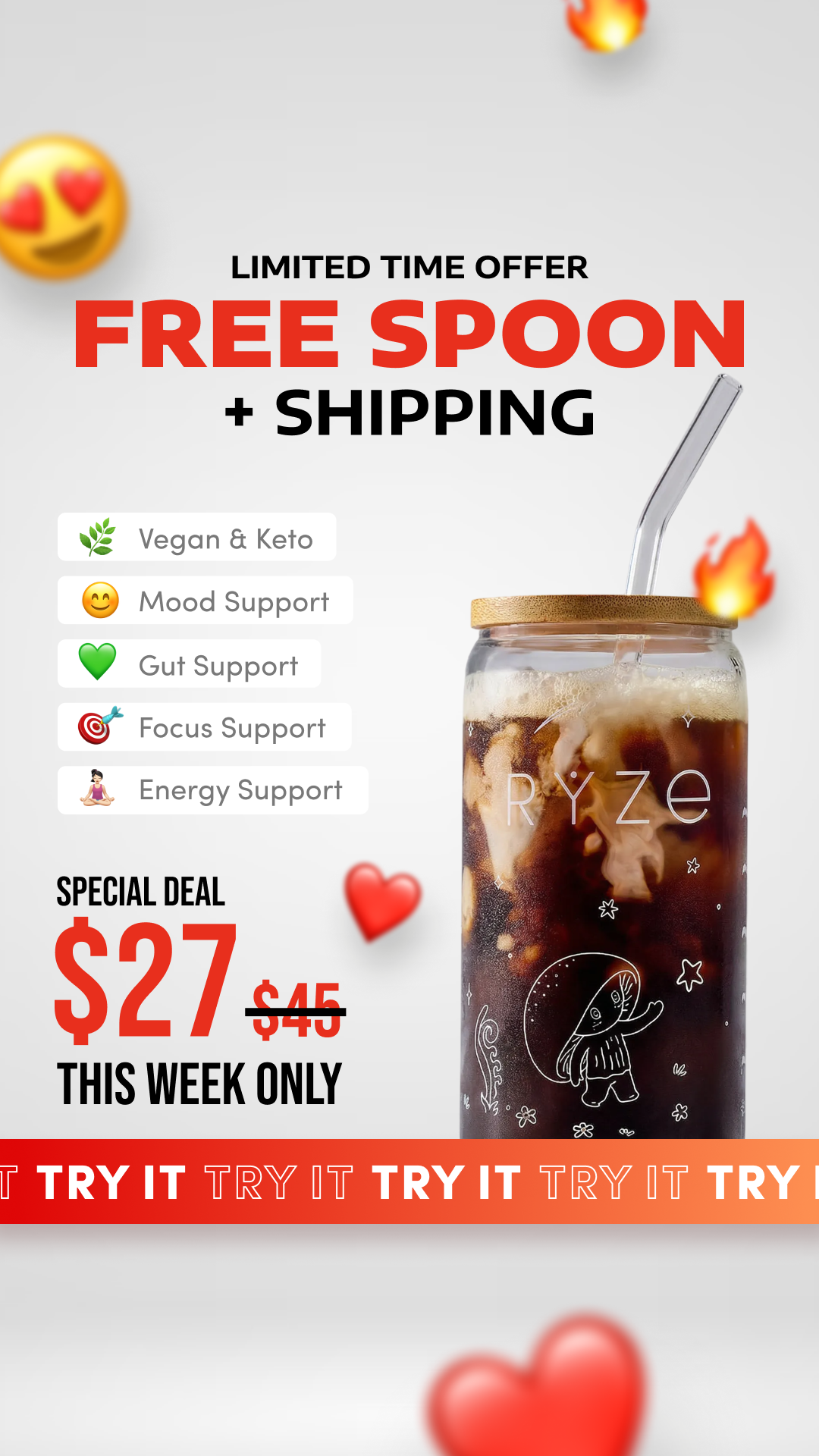 RYZE Superfoods Facebook ad