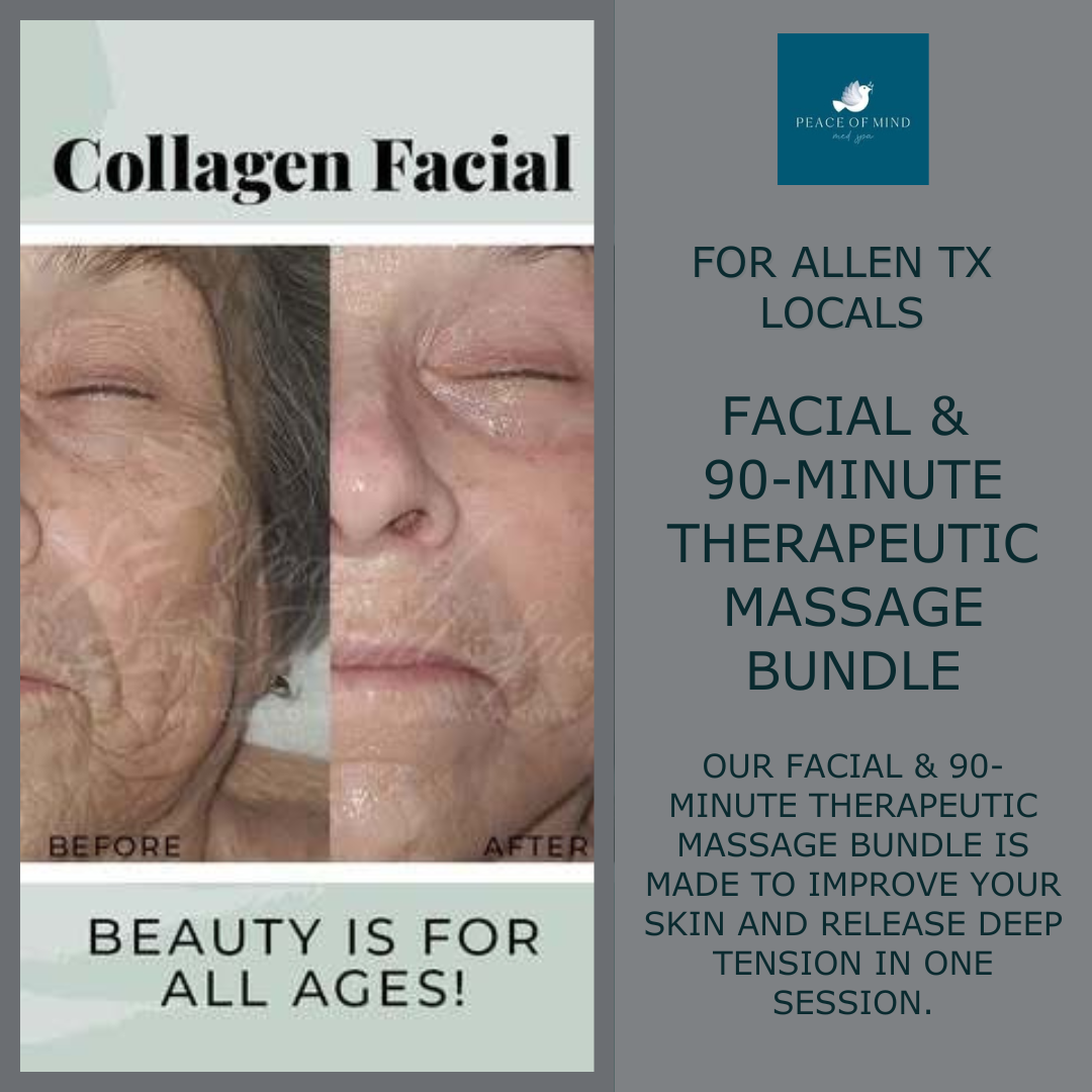 Peace of Mind Spa Facebook ad: Facial & 90-Minute Therapeutic Massage Bundle