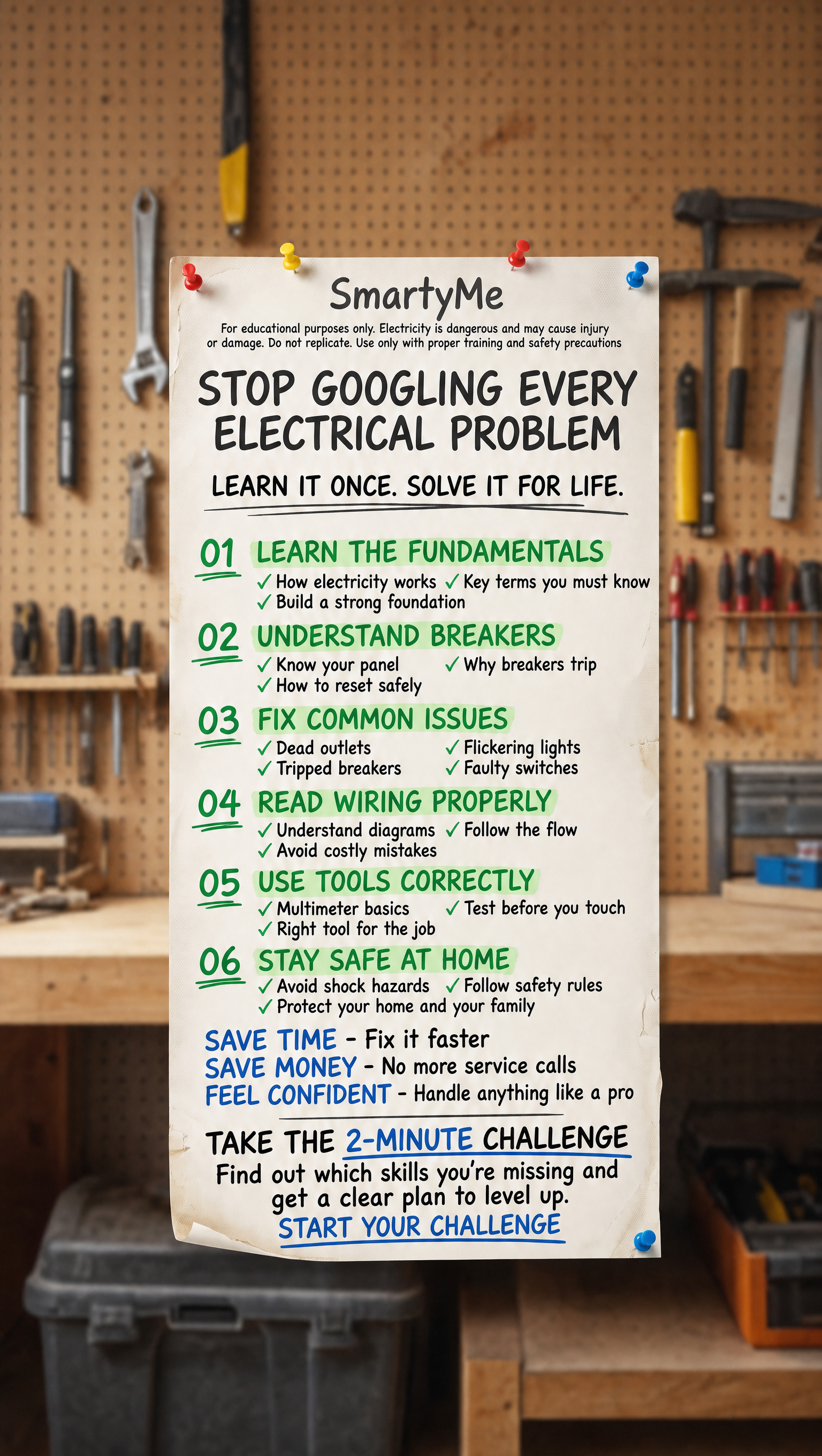 SmartyMe: Electricity Mindset Facebook ad: Replace scrolling with addictive Electricity lessons