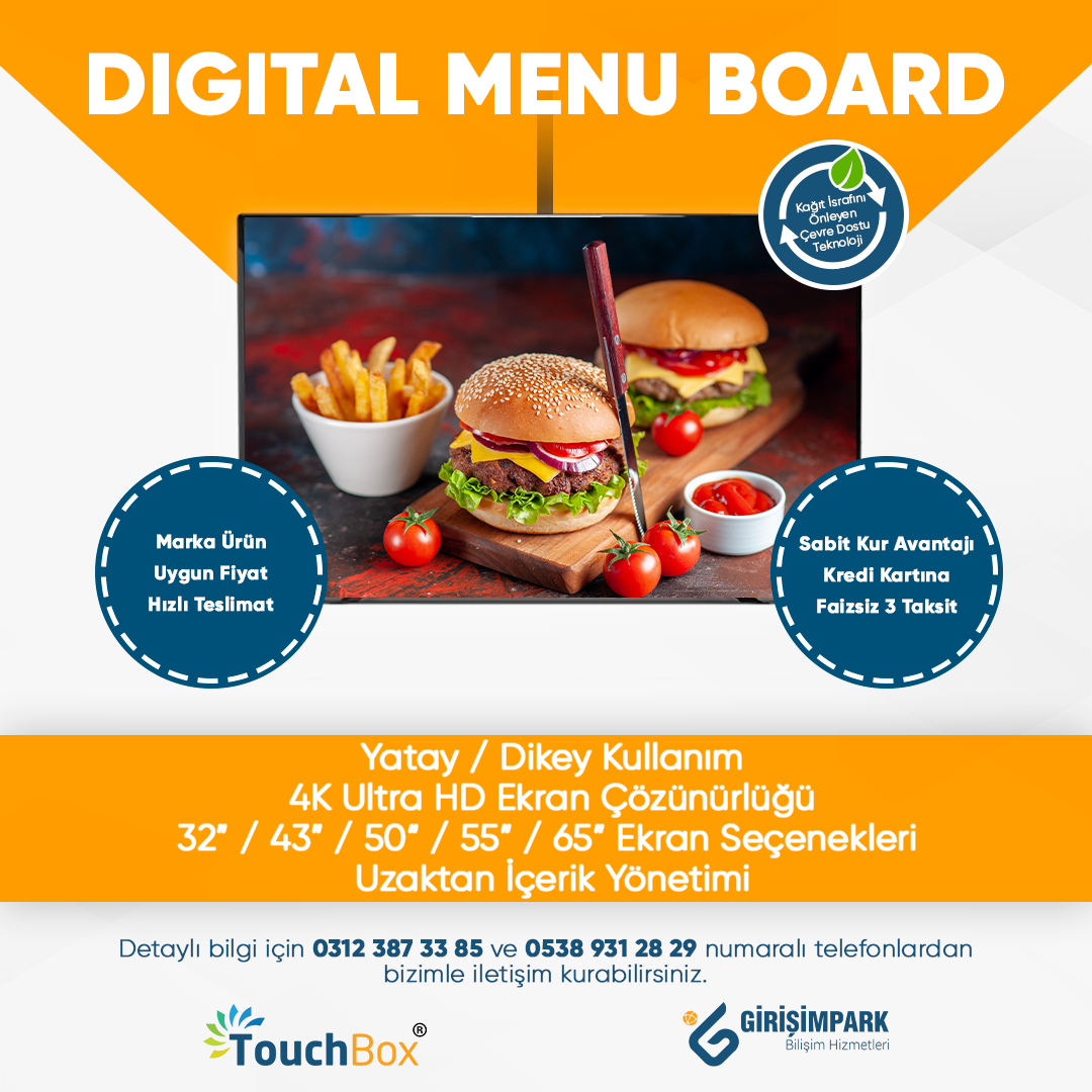 Girişimpark Bilişim Hizmetleri A.Ş. Facebook ad: Dijital Menü Board Teknolojisi ile Cafe, Restraunt v.b…