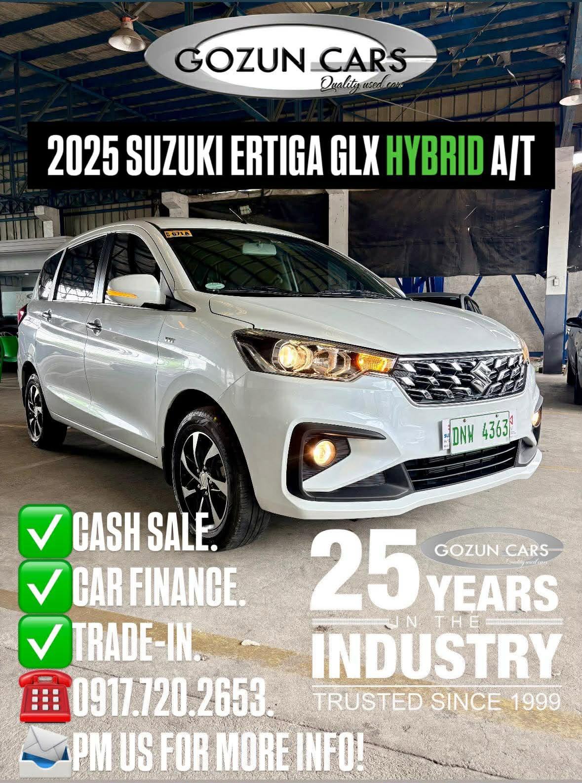Gozun Cars Facebook ad: 2025 SUZUKI ERTIGA GLX HYBRID A/T FOR SALE!