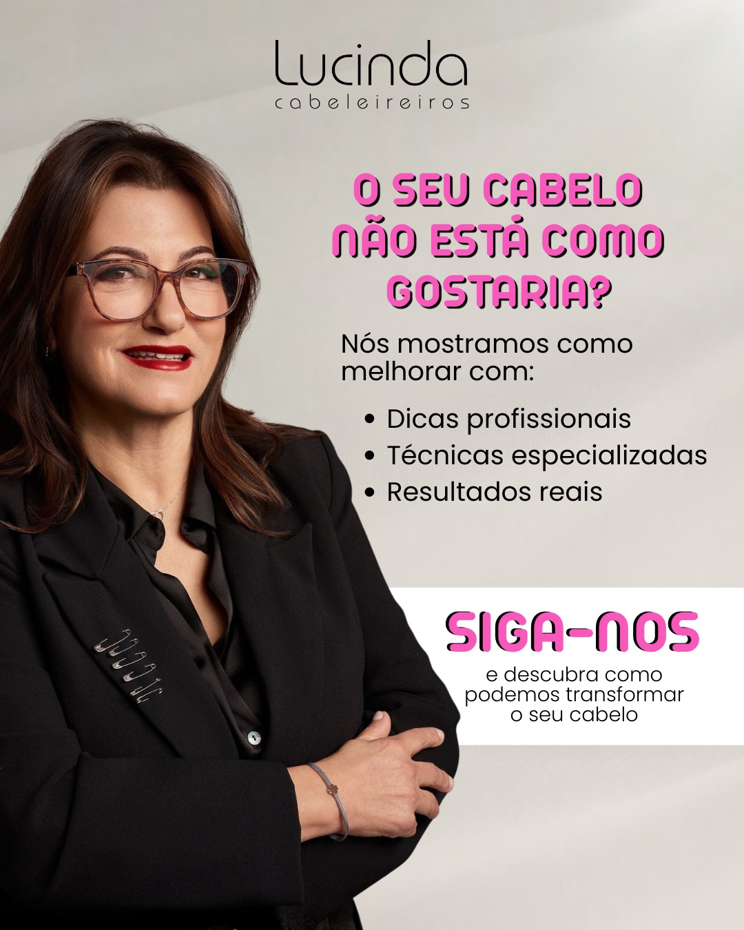 Lucinda cabeleireiros Facebook ad: Se sente que o seu cabelo não está…