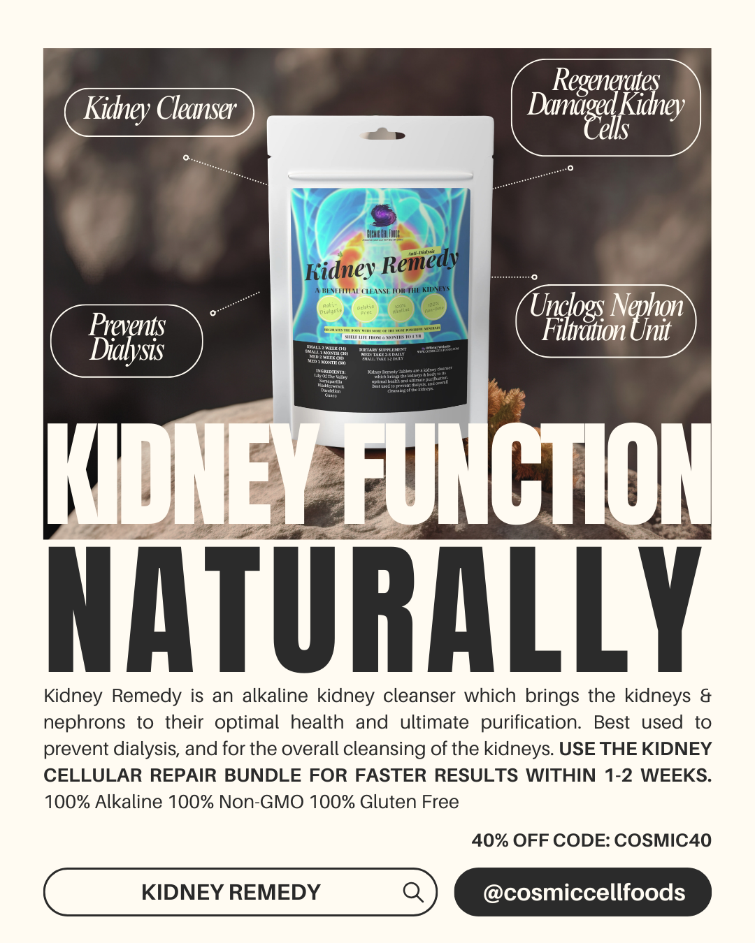 Cosmic Wellness - Publications Facebook ad: Kidney Remedy Herbal Tablets- Kidney Cleanse, Best For…