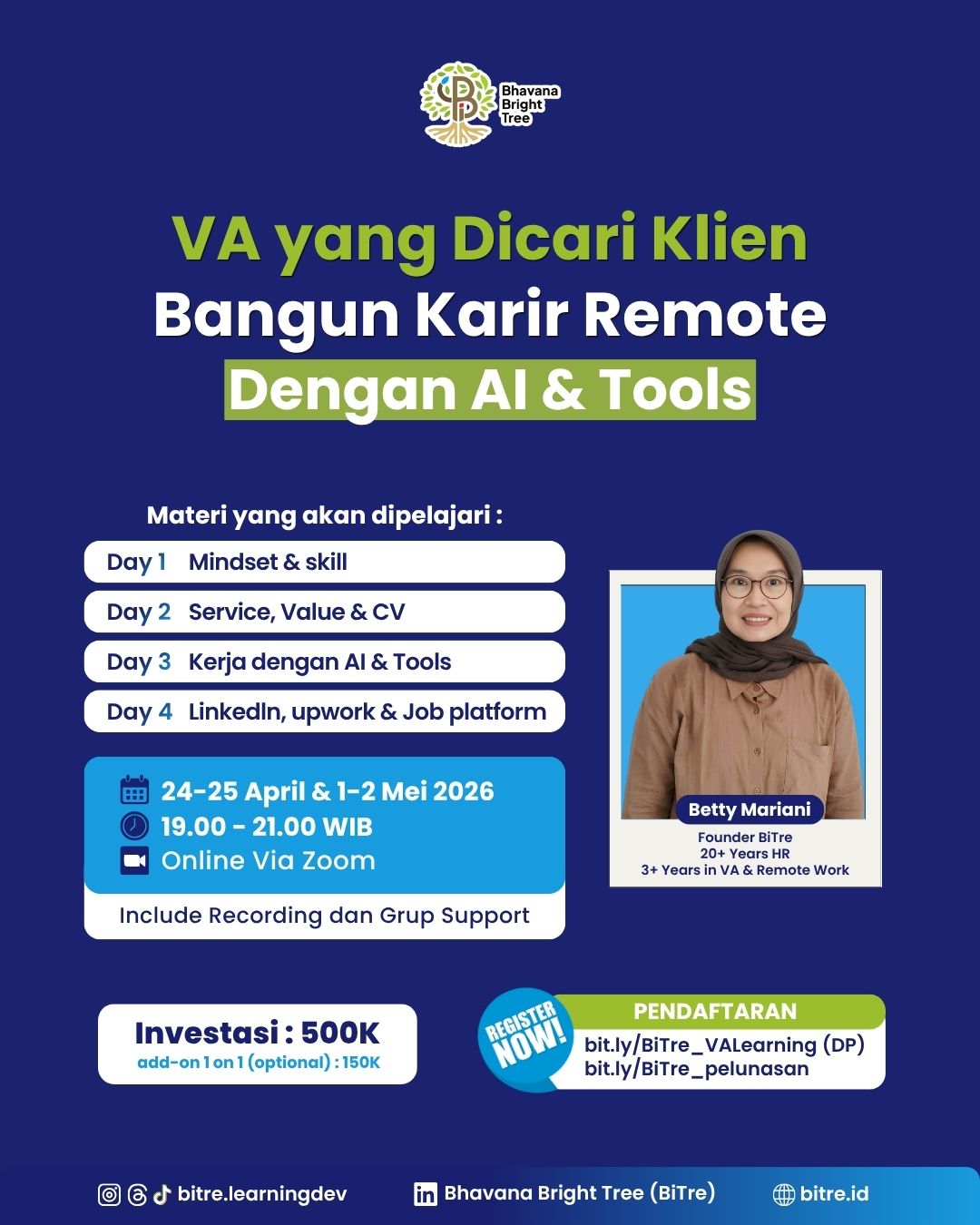 BiTre Learning Development Facebook ad: Mau Kerja dari Rumah tapi Nggak Punya Pengalaman? Bisa…