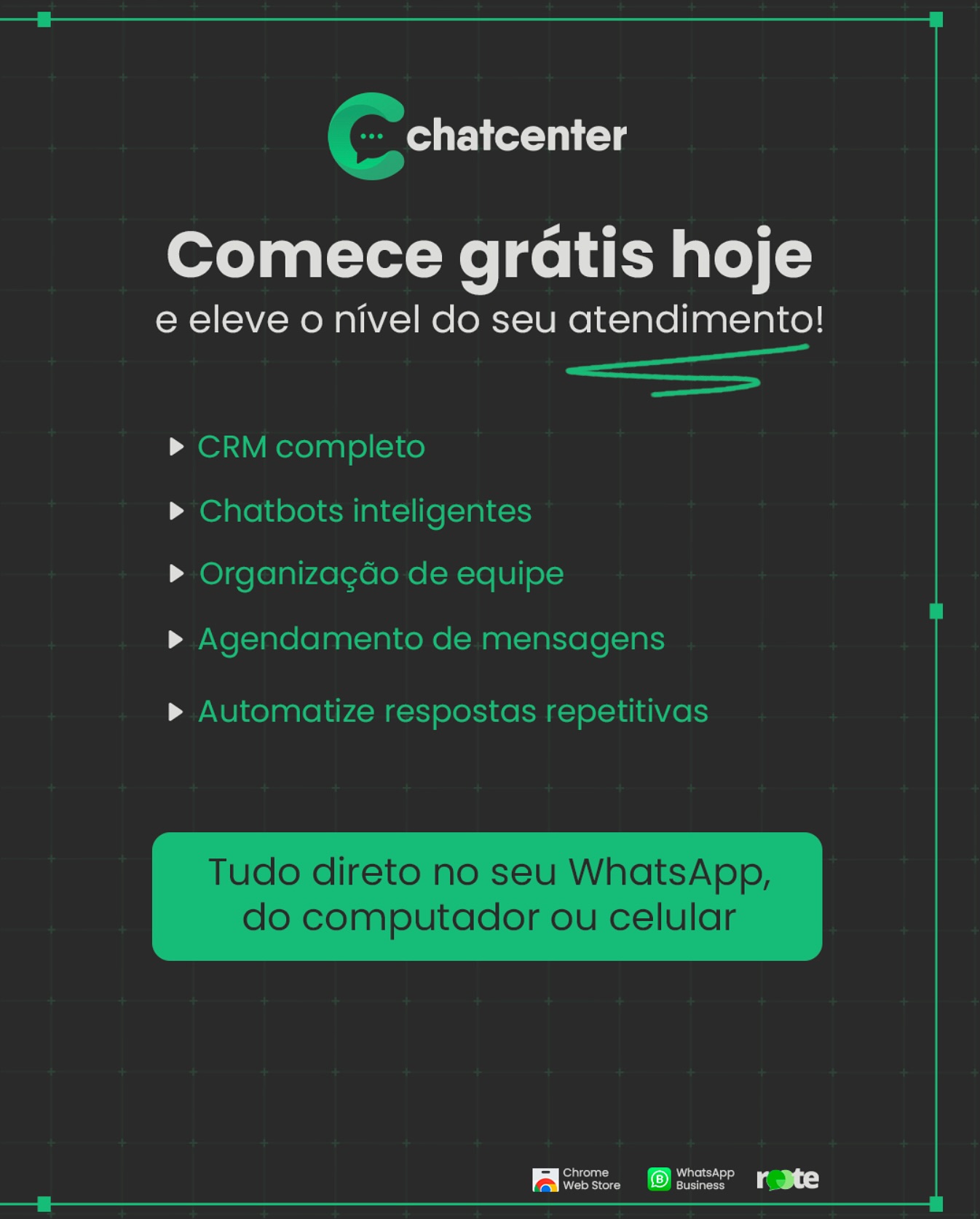 ChatCenter Brasil Facebook ad: Seu WhatsApp como uma máquina.