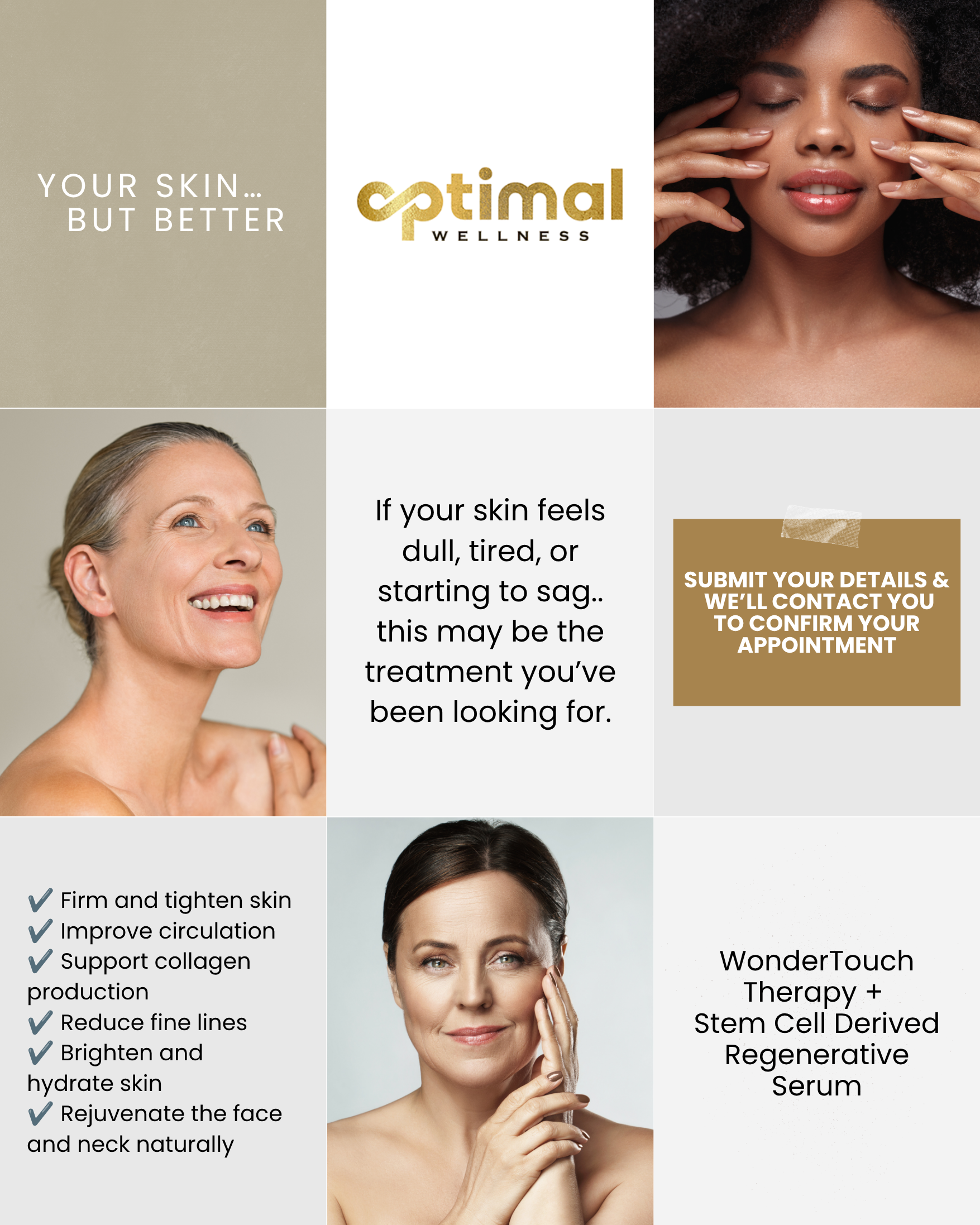 Optimal Wellness Facebook ad: Your skin deserves renewal.