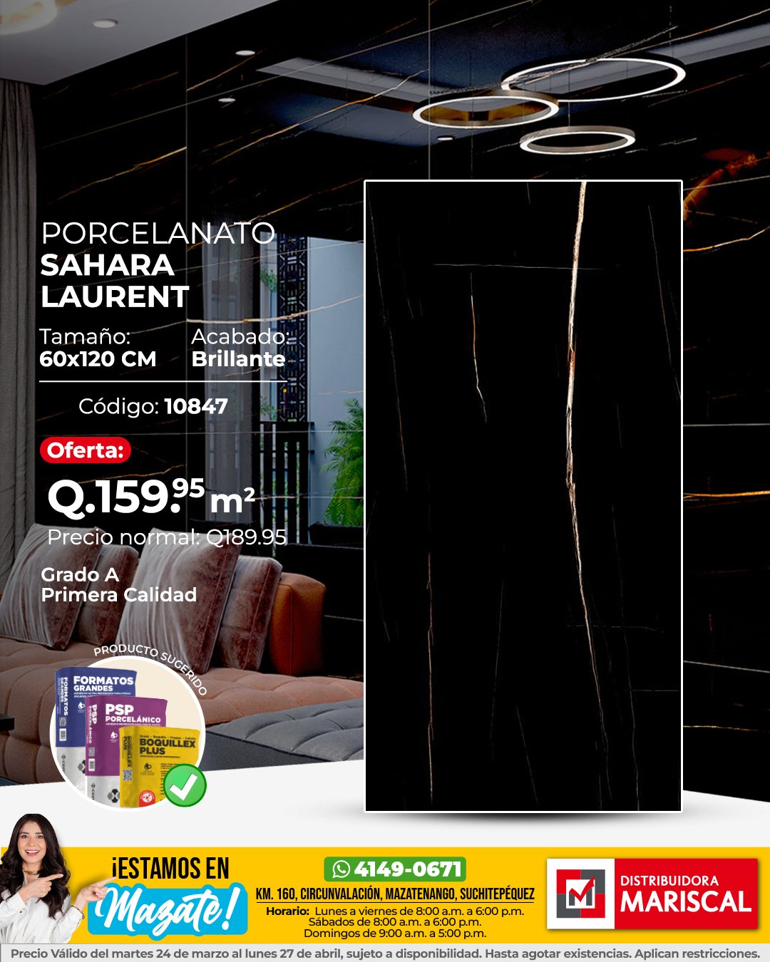 Distribuidora Mariscal Facebook ad: Porcelanato Sahara Laurent a Q.159.95 por m², es…