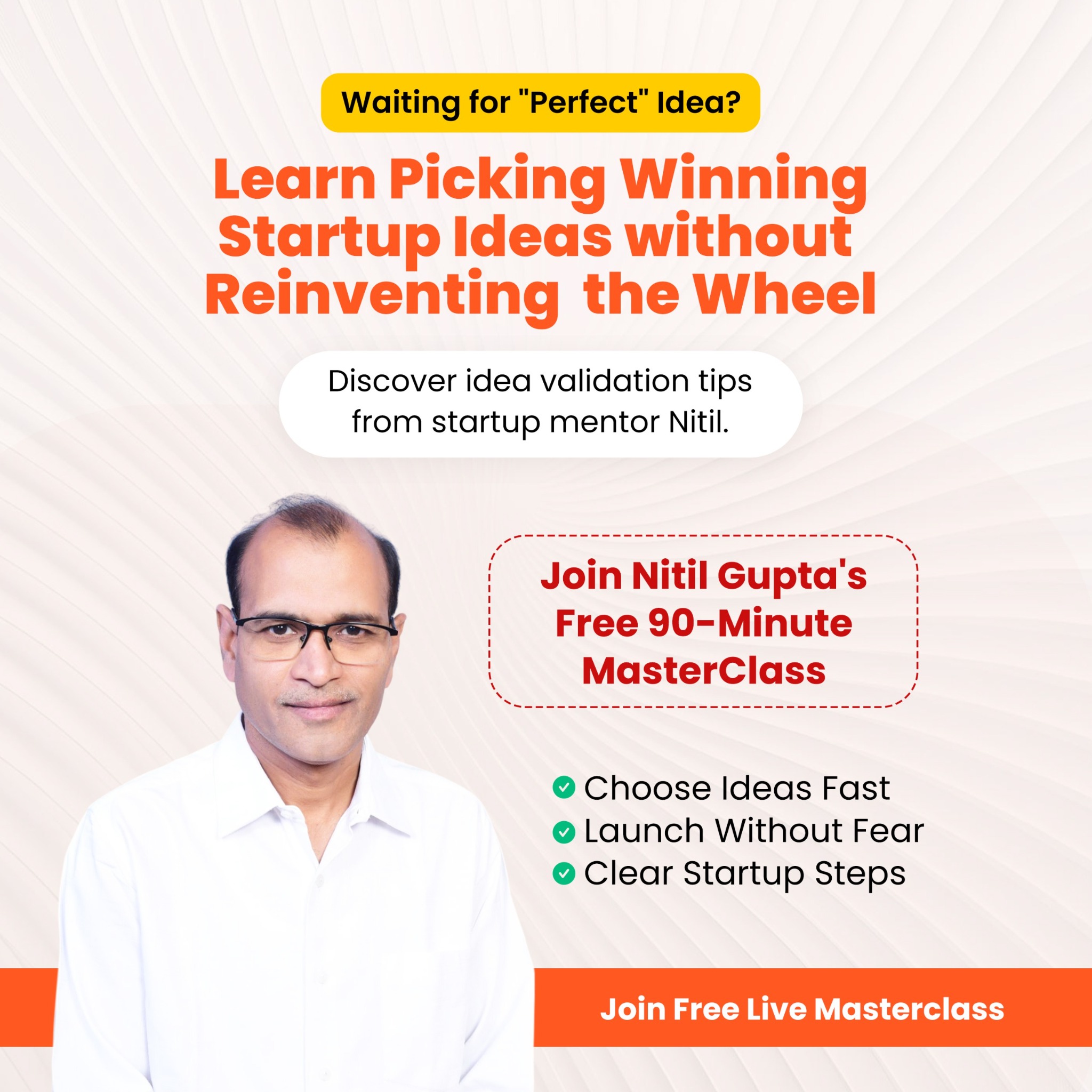 Startup Coach Nitil Facebook ad: Launch Your Startup Without Elite Networks