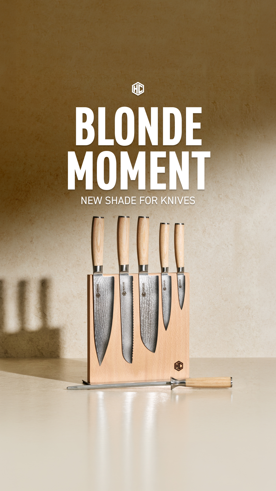 HexClad Facebook ad: New Knives in Blonde