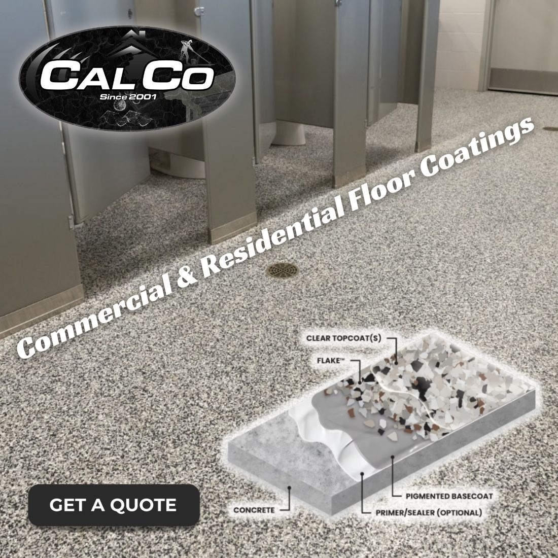Cal-Co Spray Coatings & Floor Coatings Facebook ad: FLOOR COATINGS | Calco Spray Coatings