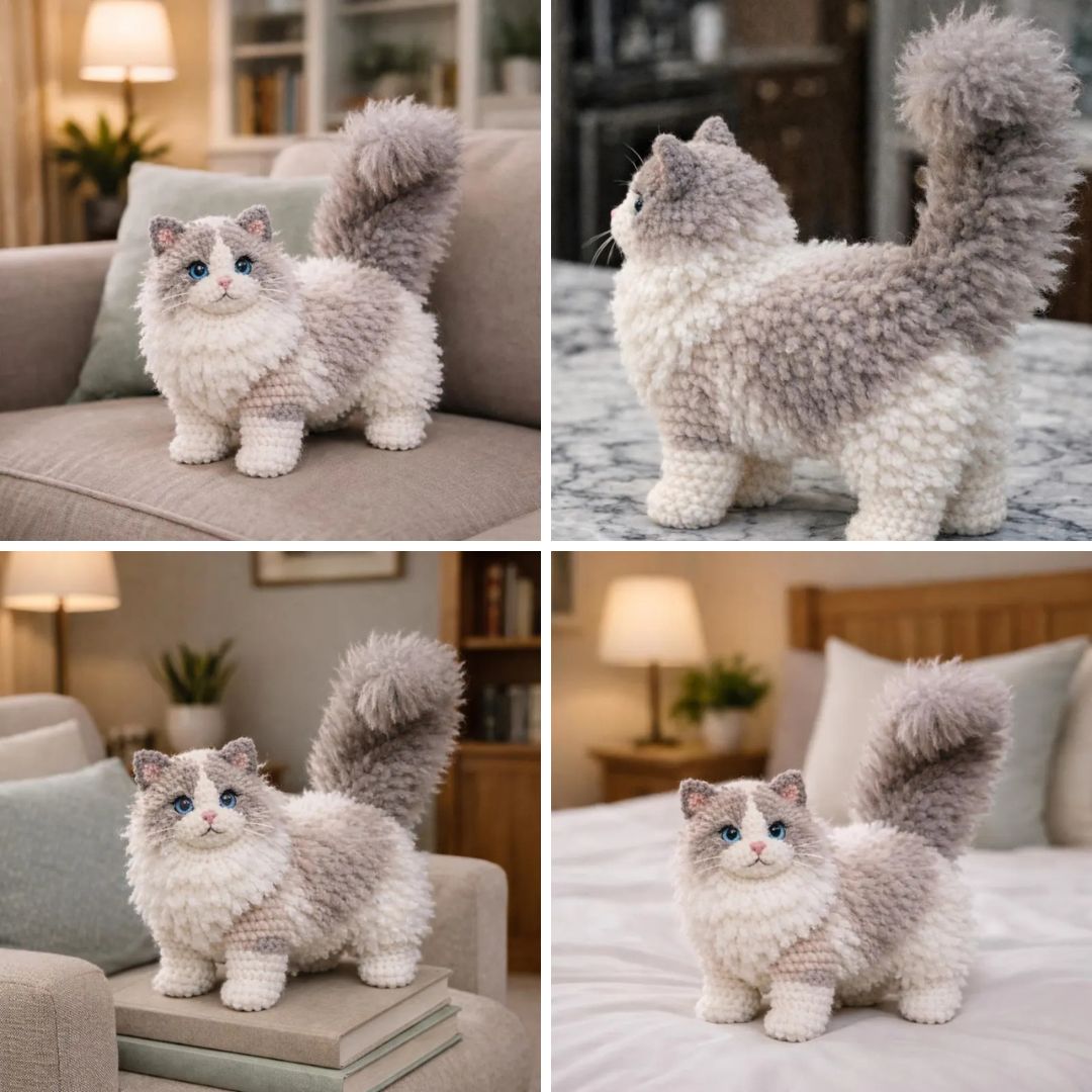 Crochetmepdf Facebook ad: Handmade Fluffy Cat Crochet Pattern