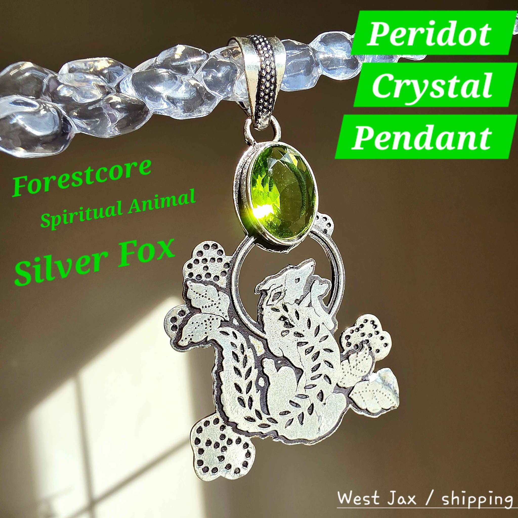 Torry Daria Facebook ad: Sterling Silver Fox Spirit Pendant Necklace with Peridot…
