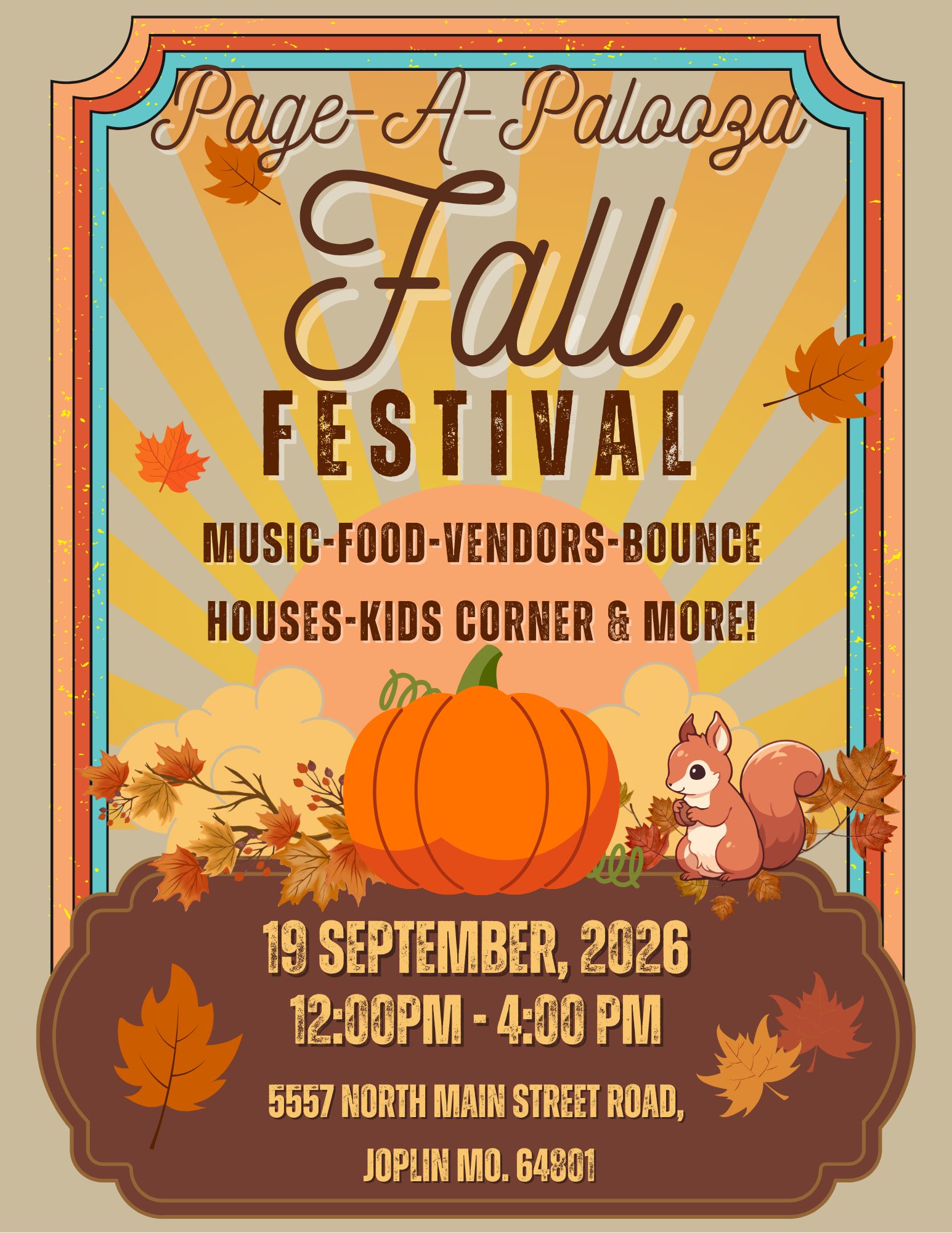 Front Page, Inc. Facebook ad: Page-A-Palooza Fall Festival