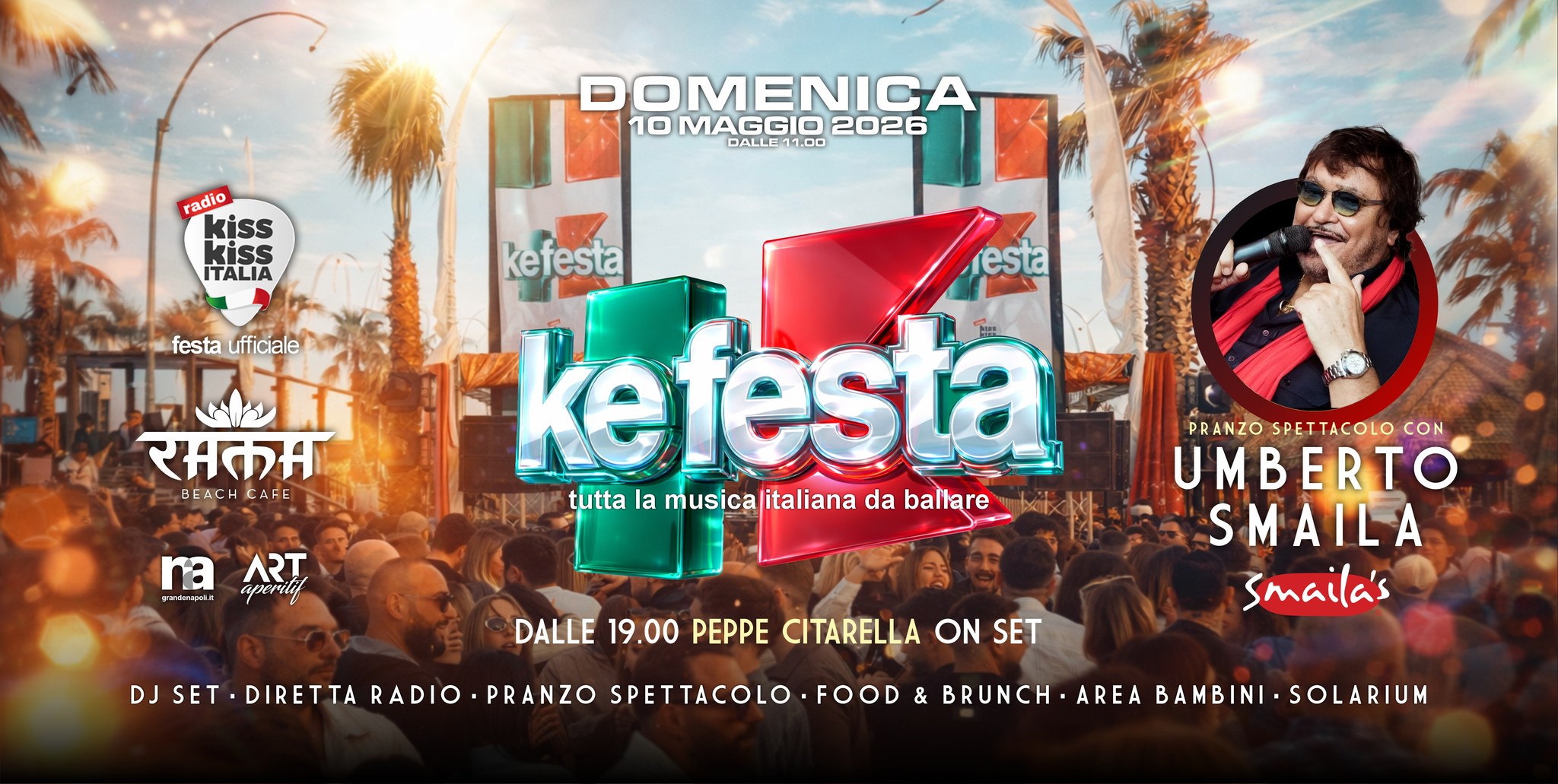 Art Aperitif Facebook ad: UMBERTO SMAILA - AL KE FESTA DI RADIO KISS KISS ITALIA