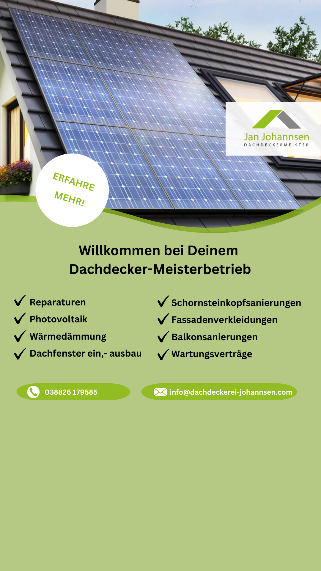 Dachdeckerei Jan Johannsen Facebook ad from May 15, 2025