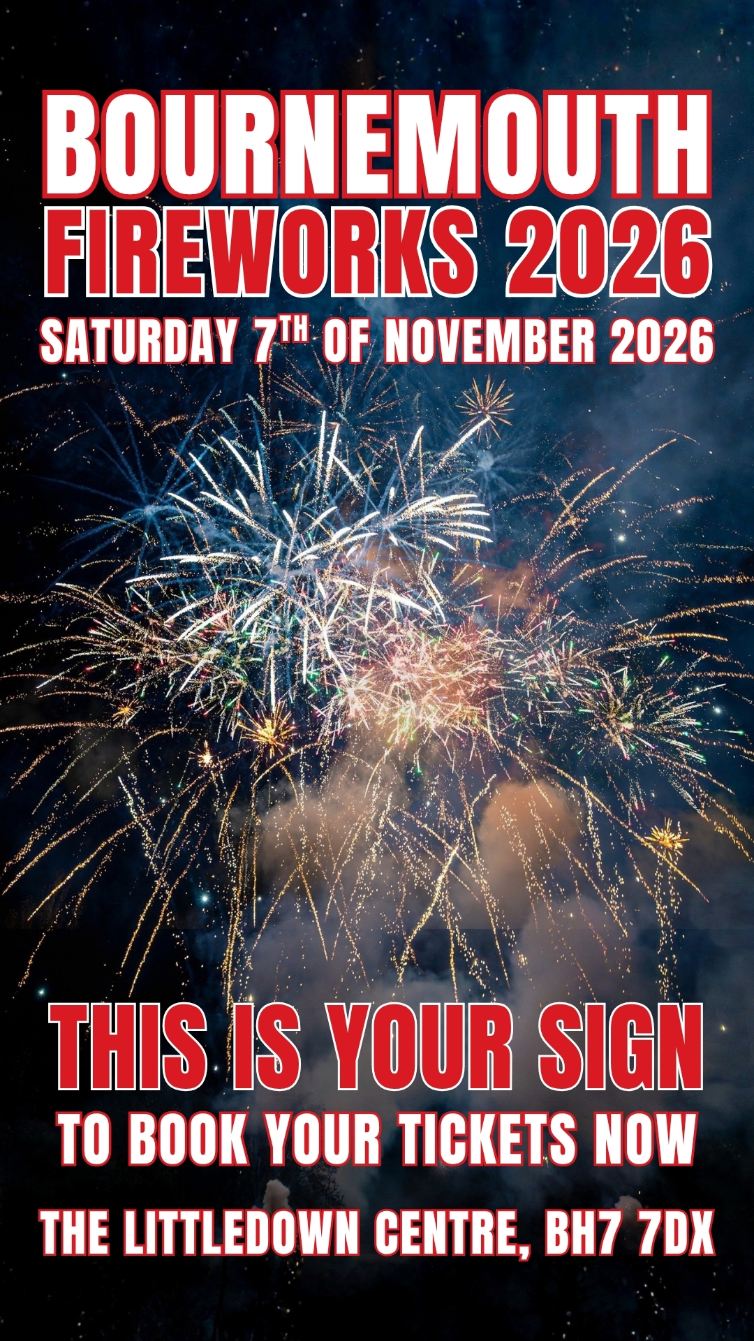 Bournemouth Fireworks Facebook ad: Three Displays In One Night