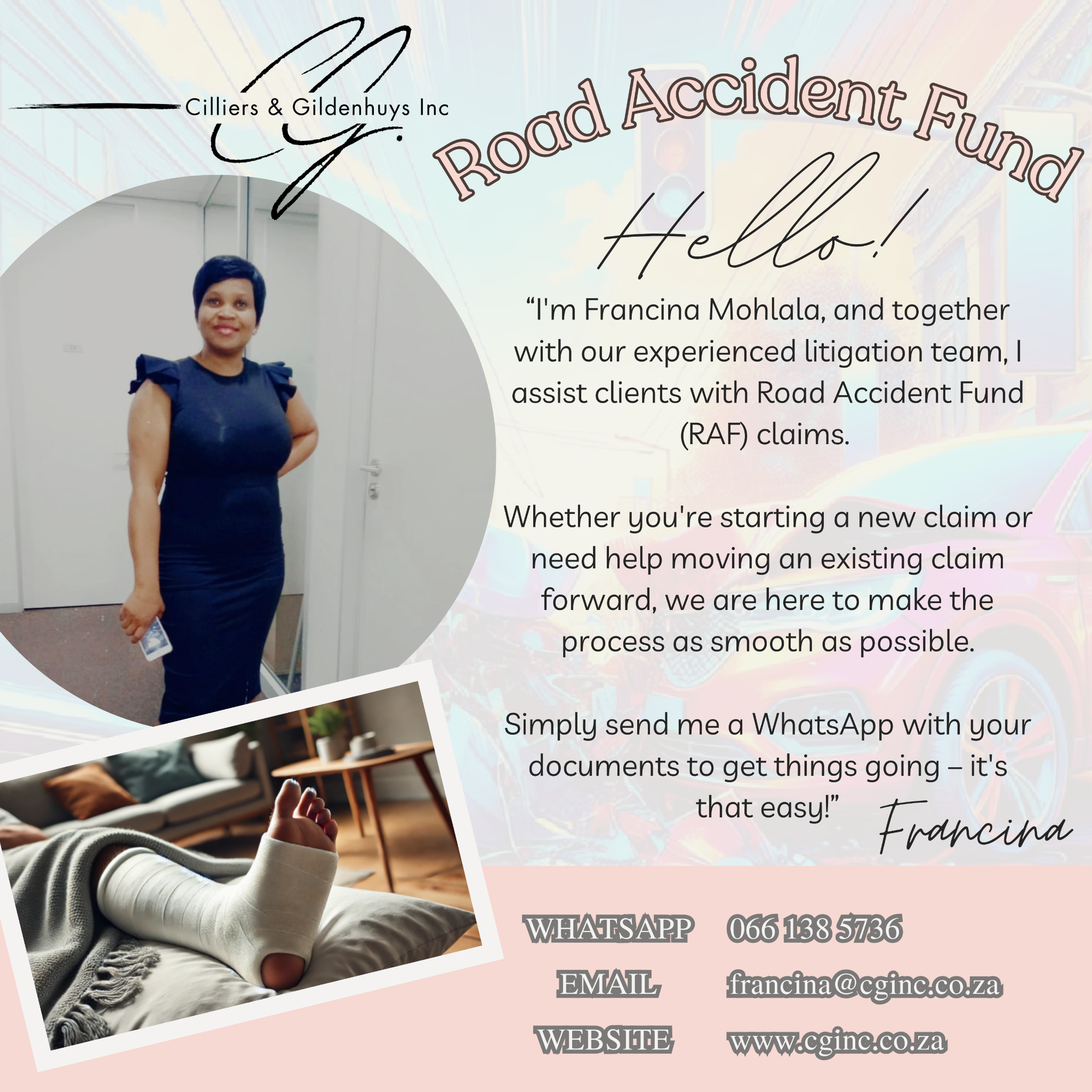 Cilliers & Gildenhuys Attorneys Facebook ad: Road Accident Fund Claims Made Easy