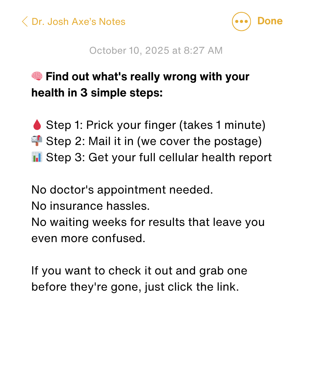 Dr. Josh Axe Facebook ad
