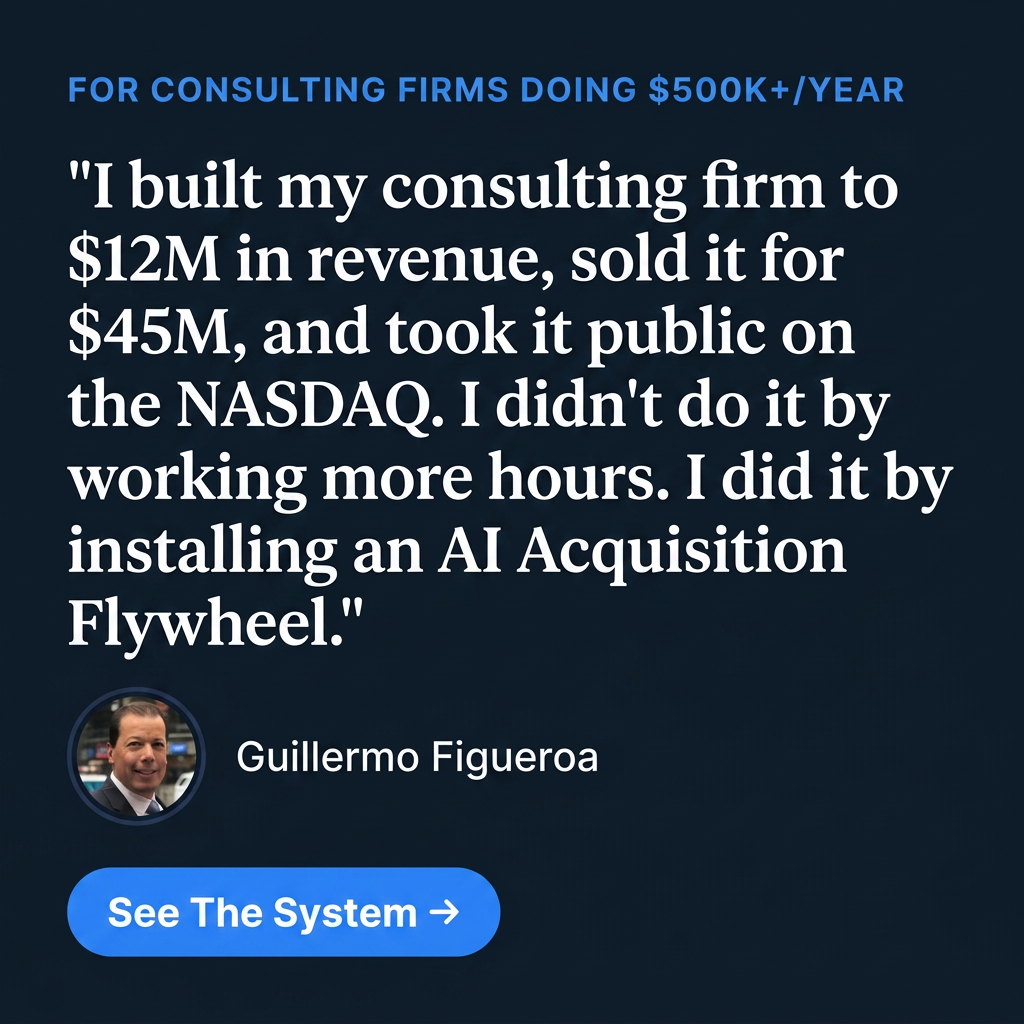 Guillermo Figueroa Facebook ad: Add $1,000,000 To Your Consultancy In 90 Days