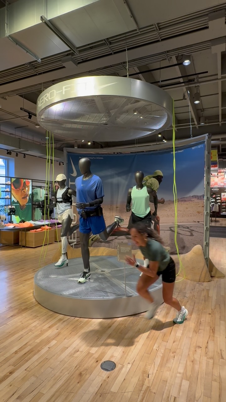 Nike Facebook ad: @nike Aero-FIT line out now at Nike stores.