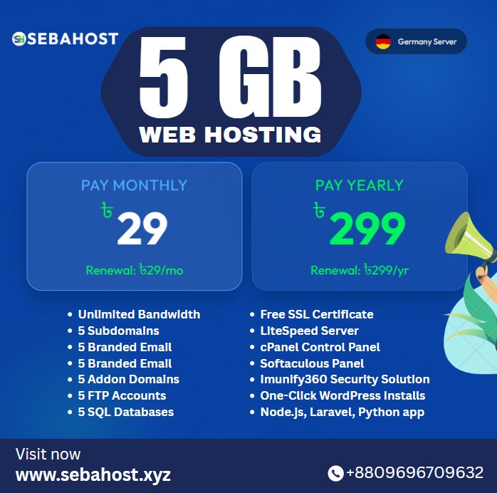 SebaHost Facebook ad: SebaHost Web Hosting