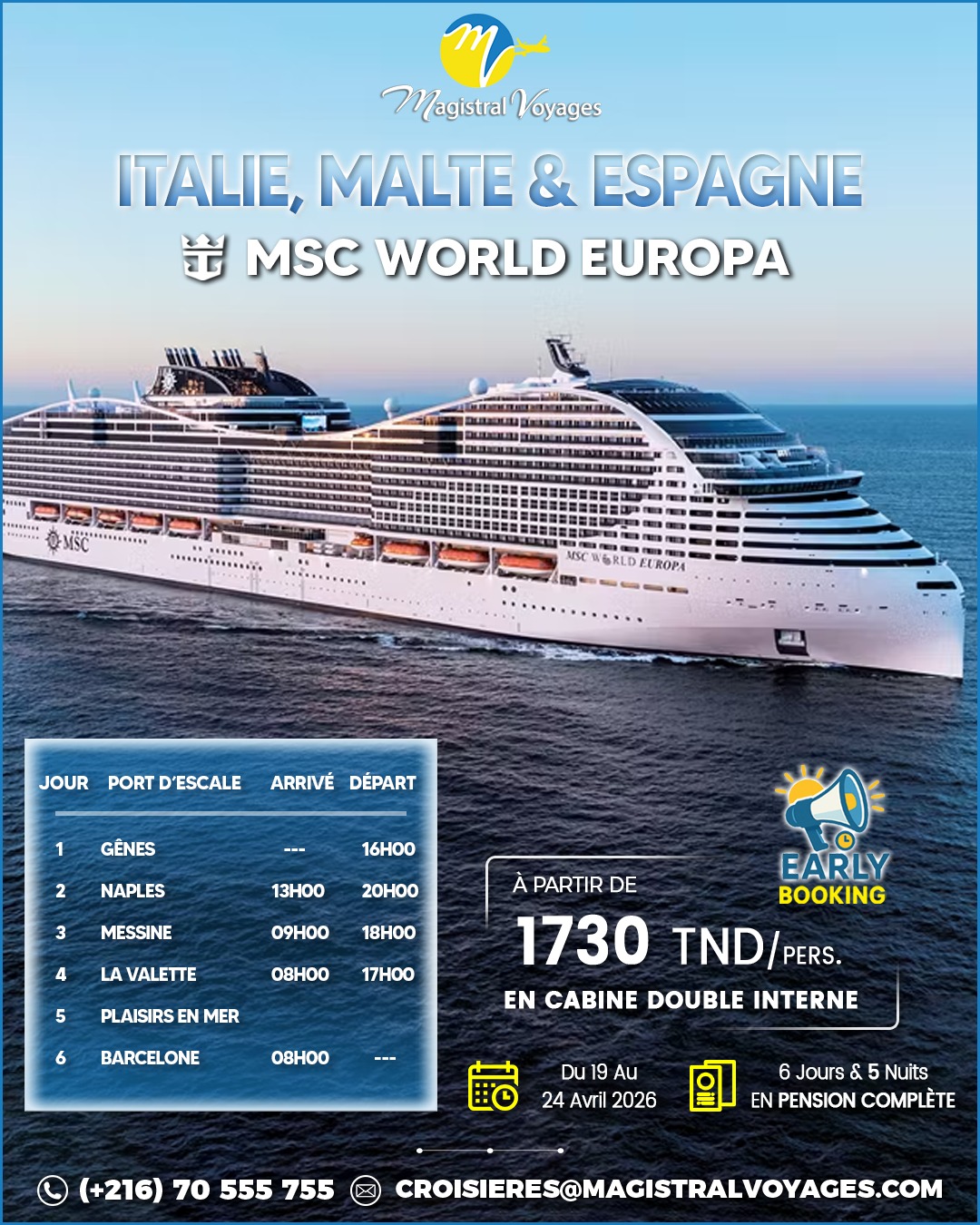 Magistral Voyages Facebook ad: MSC Croisières, Avril 2026 avec