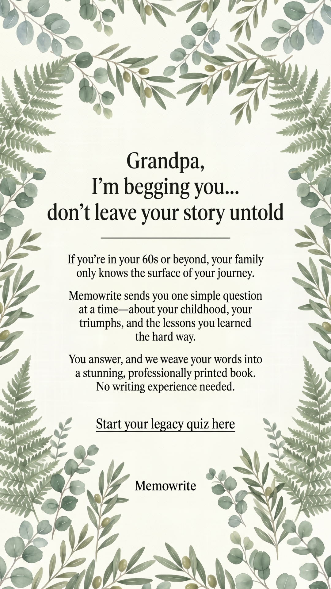 Memowrite Facebook ad