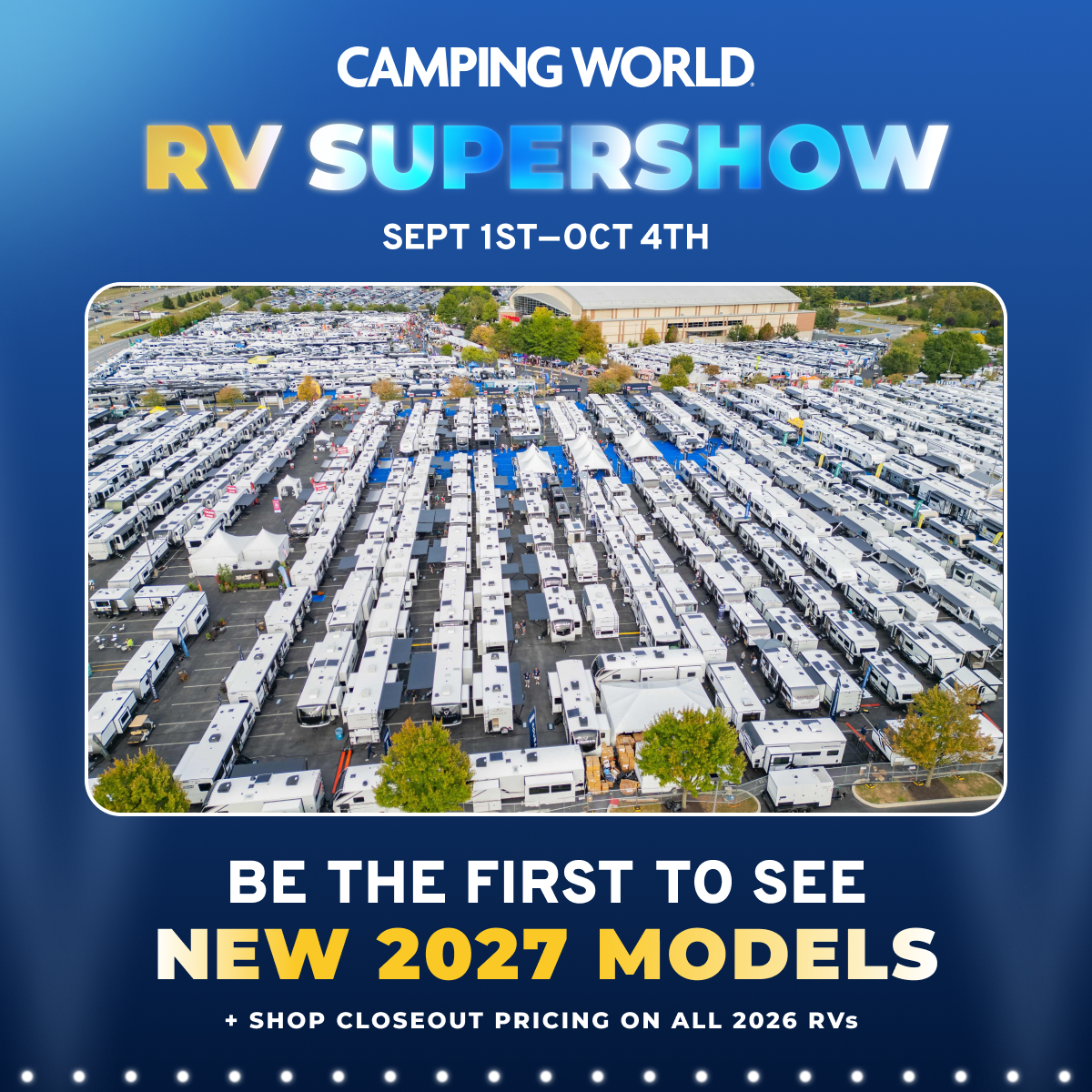 Camping World Facebook ad: 2026 Closeout Pricing + New 2027s RVs Are Here!