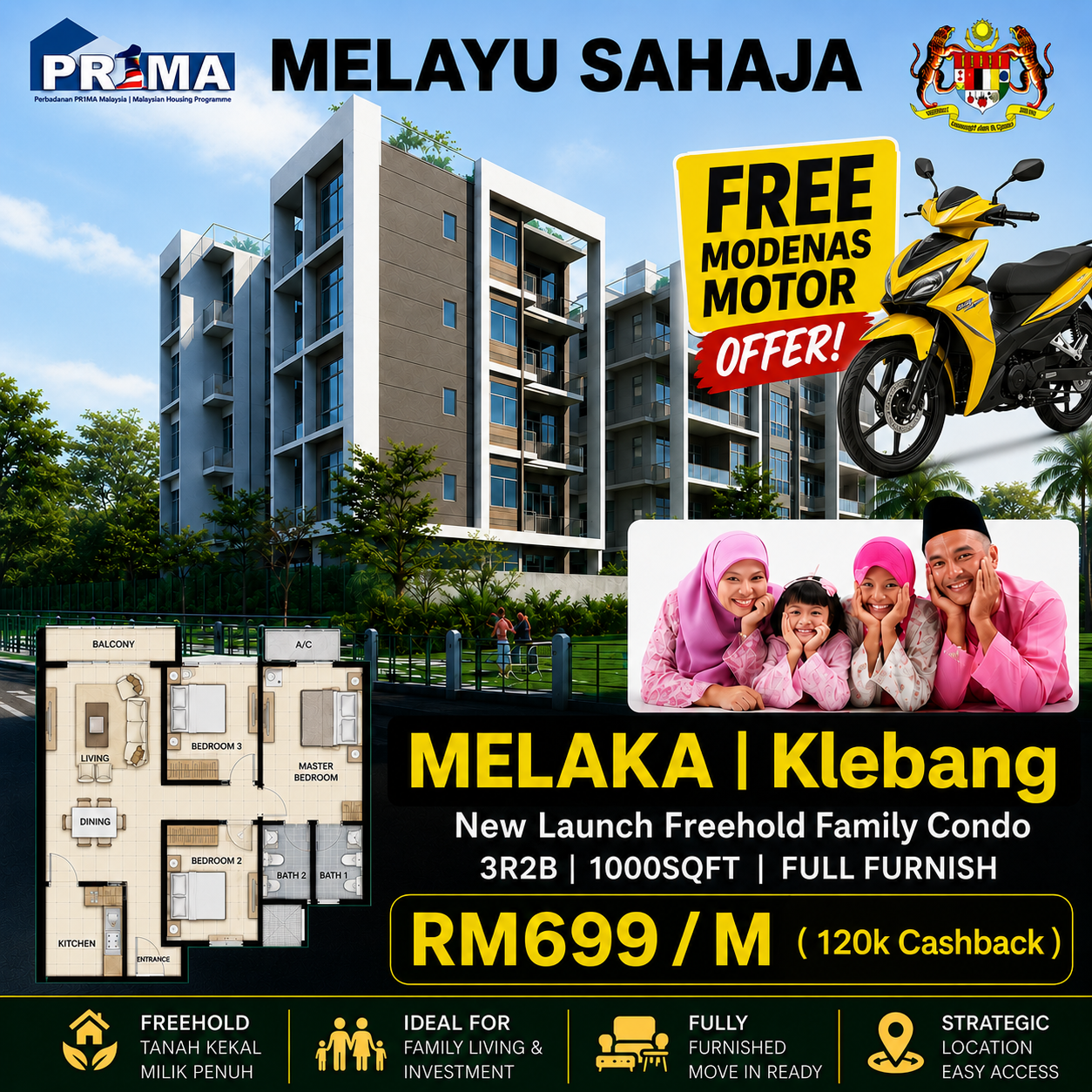1st Home Campaign Facebook ad: BELI 1 UNIT FREE 1 MOTOR