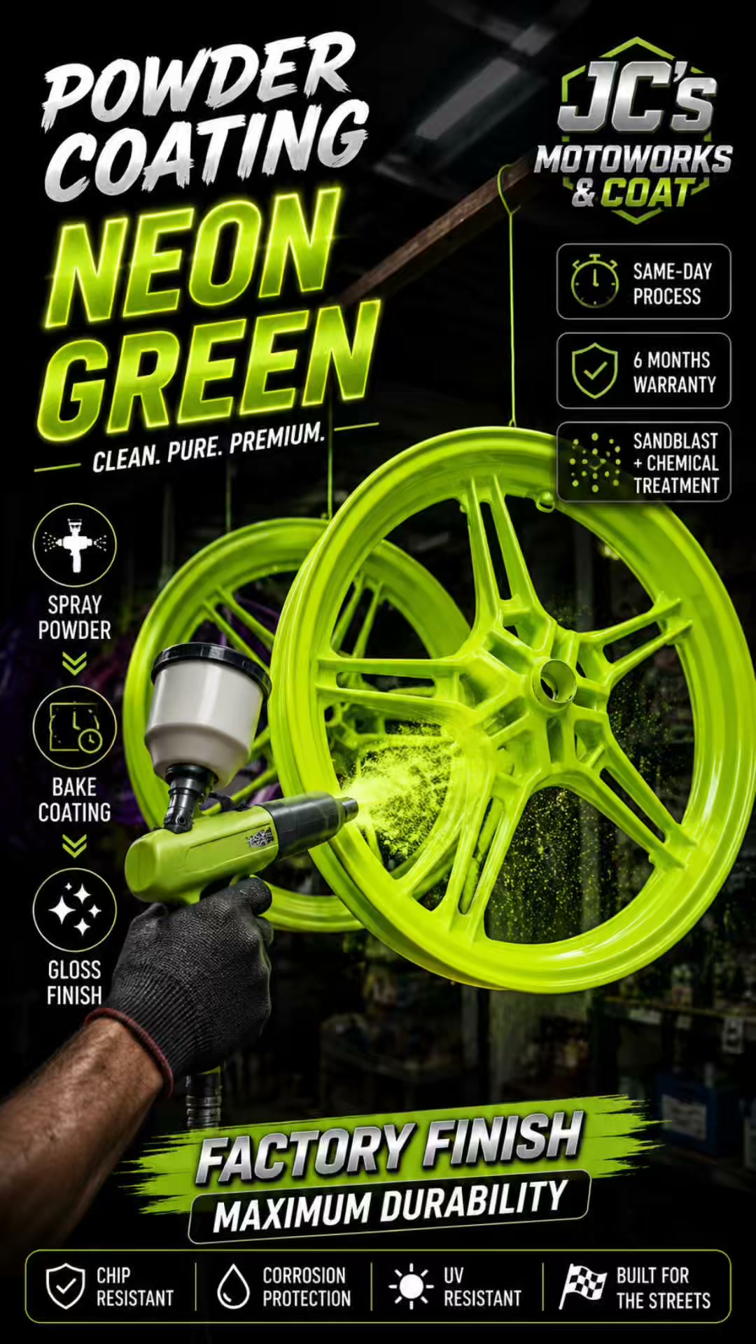 JC's MotoWorks & Coat Facebook ad: FREE GLOSSY CLEAR TOP COAT!