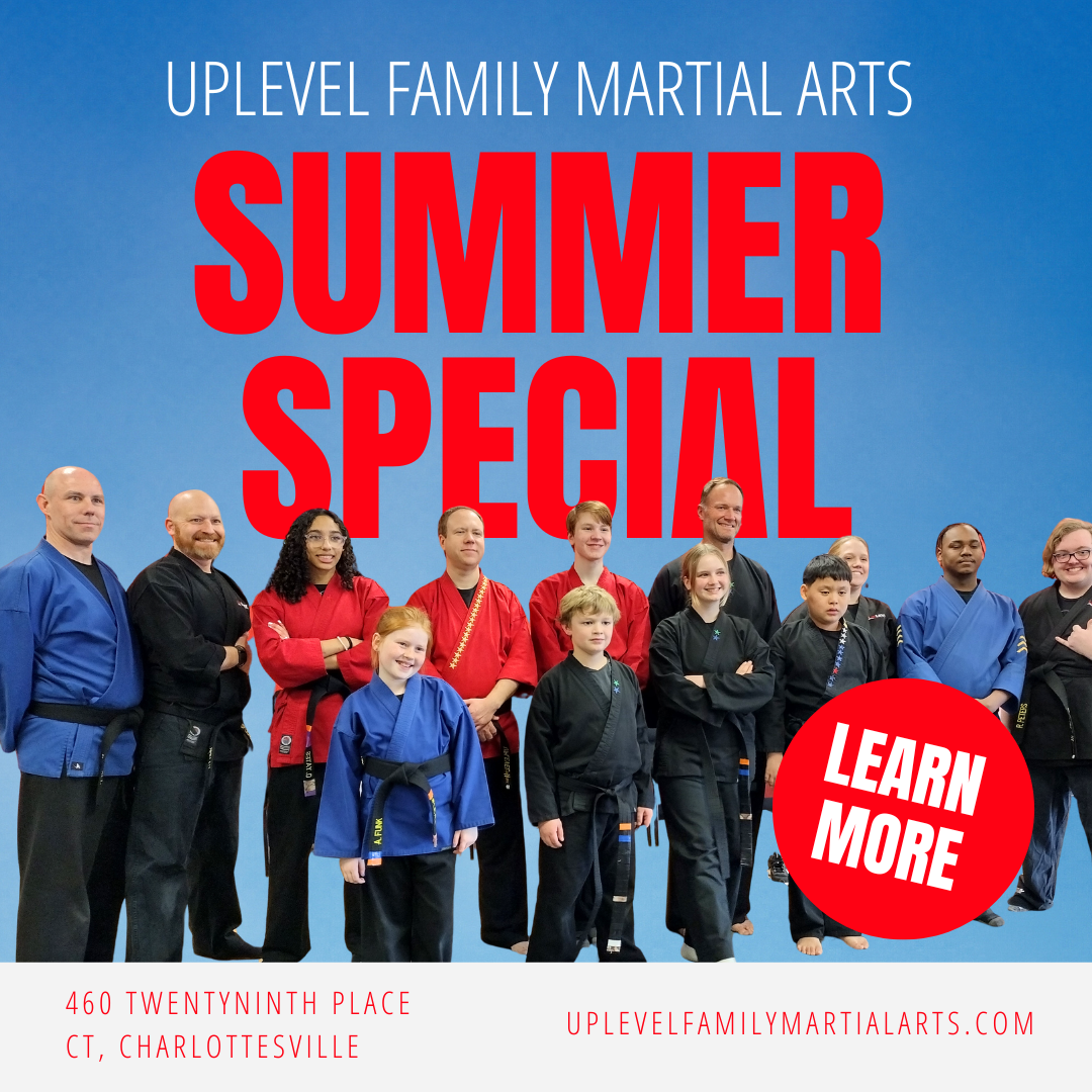 UpLevel Family Martial Arts - Charlottesville Facebook ad: Strength, Confidence, & Focus - All In One Program