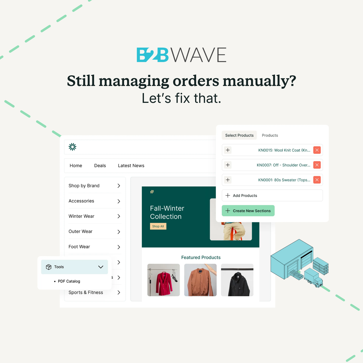 B2B Wave Facebook ad: B2B eCommerce without the hassle.