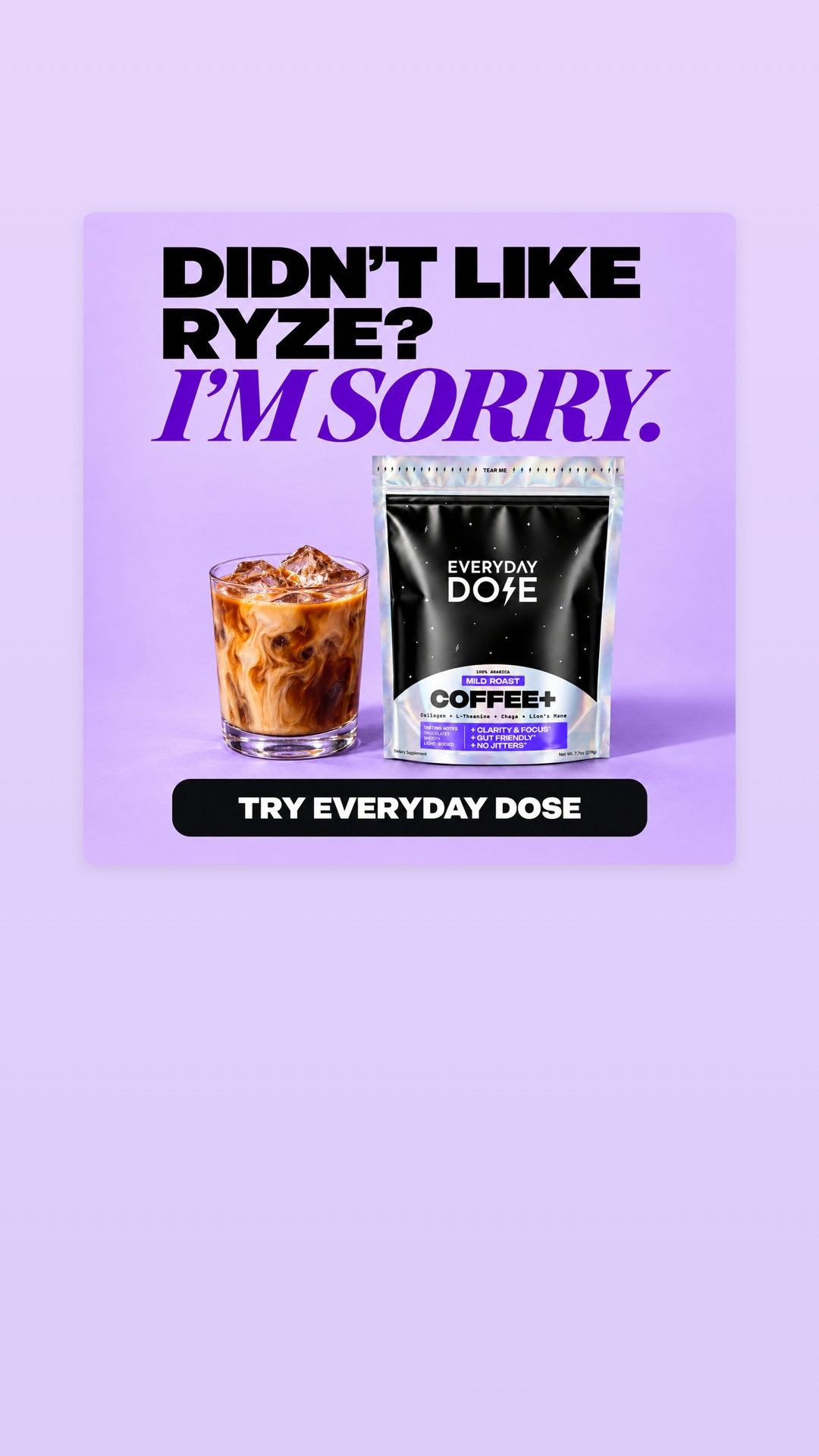 Everyday Dose Facebook ad: Pour Yourself Coffee That Does More