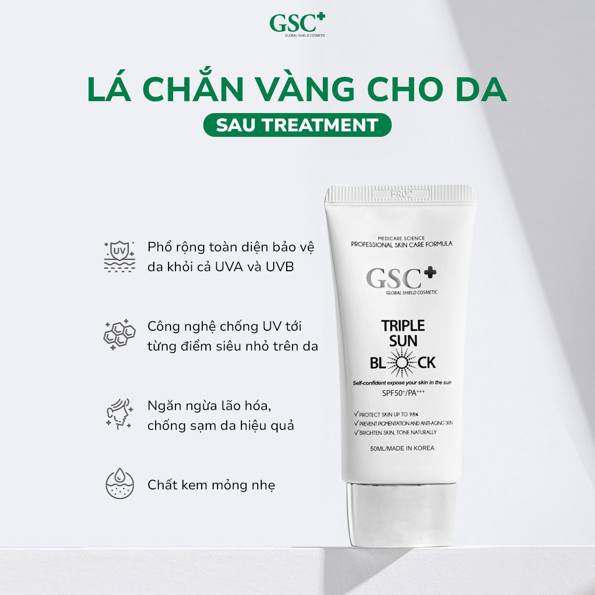 GSC Cosmetic - Dược mỹ phẩm Hàn Quốc Facebook ad: Chống nắng đúng chuẩn từ hôm nay!