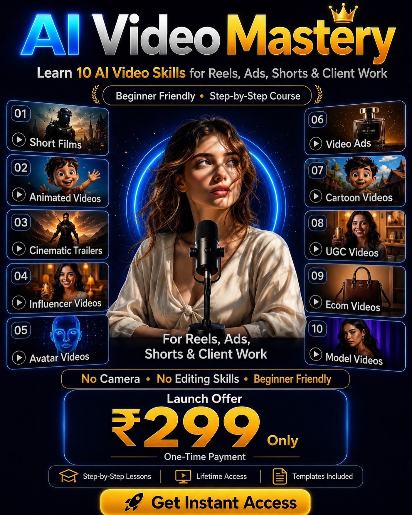 pixlon Studio Facebook ad: Pixlon, Gen-AI Video Generation Course (₹299)