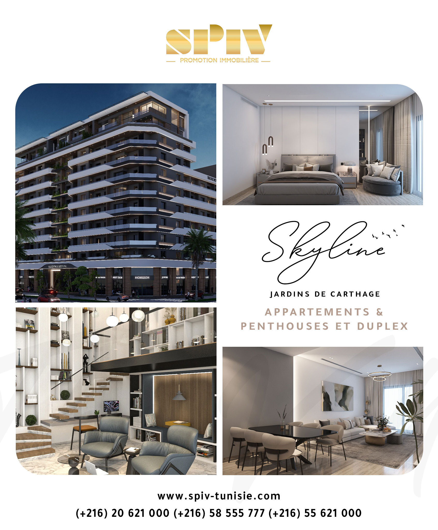 SPIV Promotion Immobilière Facebook ad: Résidence 𝑺𝑲𝒀𝑳𝑰𝑵𝑬, Jardins de Carthage