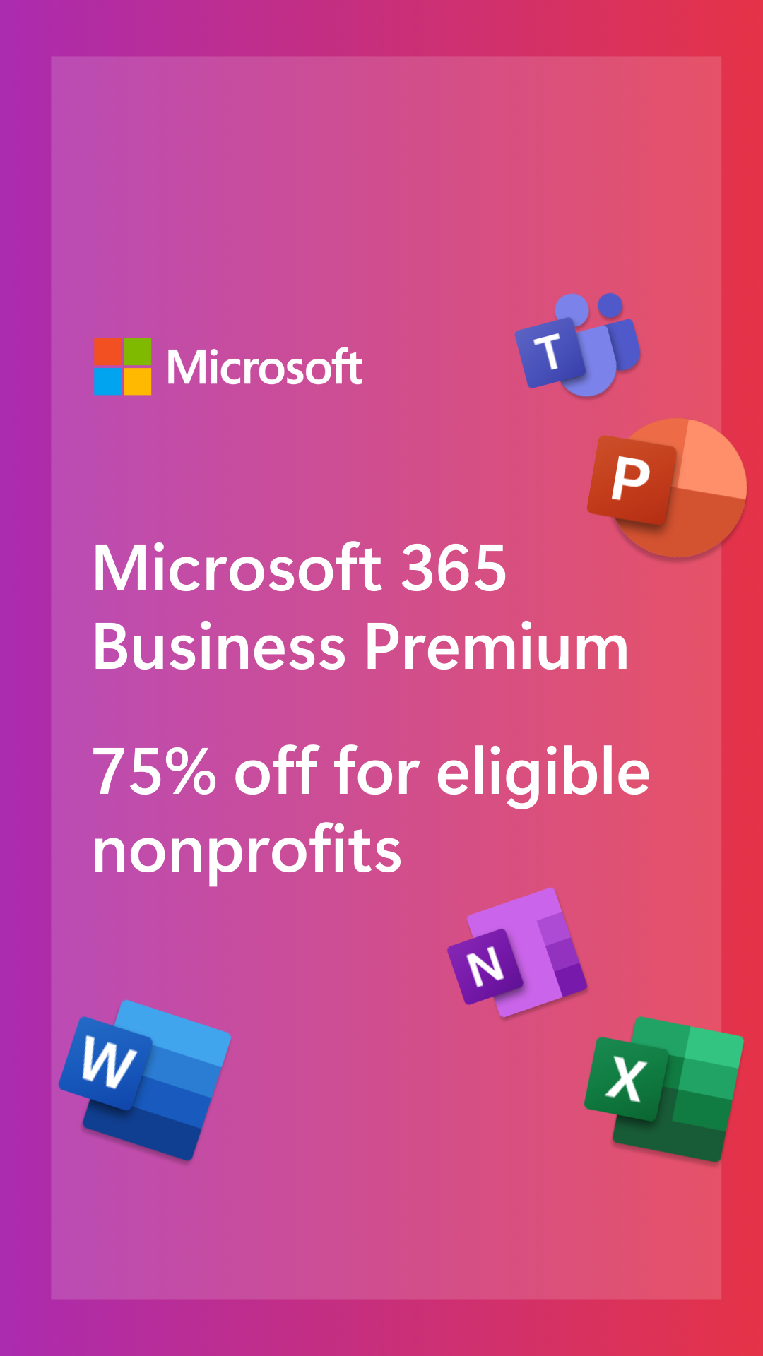 Microsoft for Nonprofits Facebook ad from Apr 1, 2026