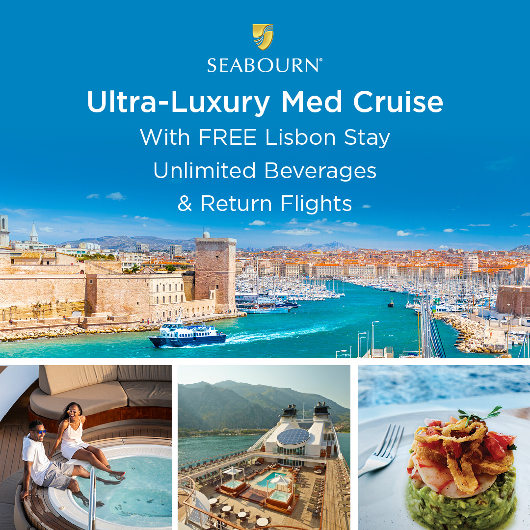 CruiseKings Facebook ad: Seabourn Mediterranean Cruise & FREE Lisbon Stay