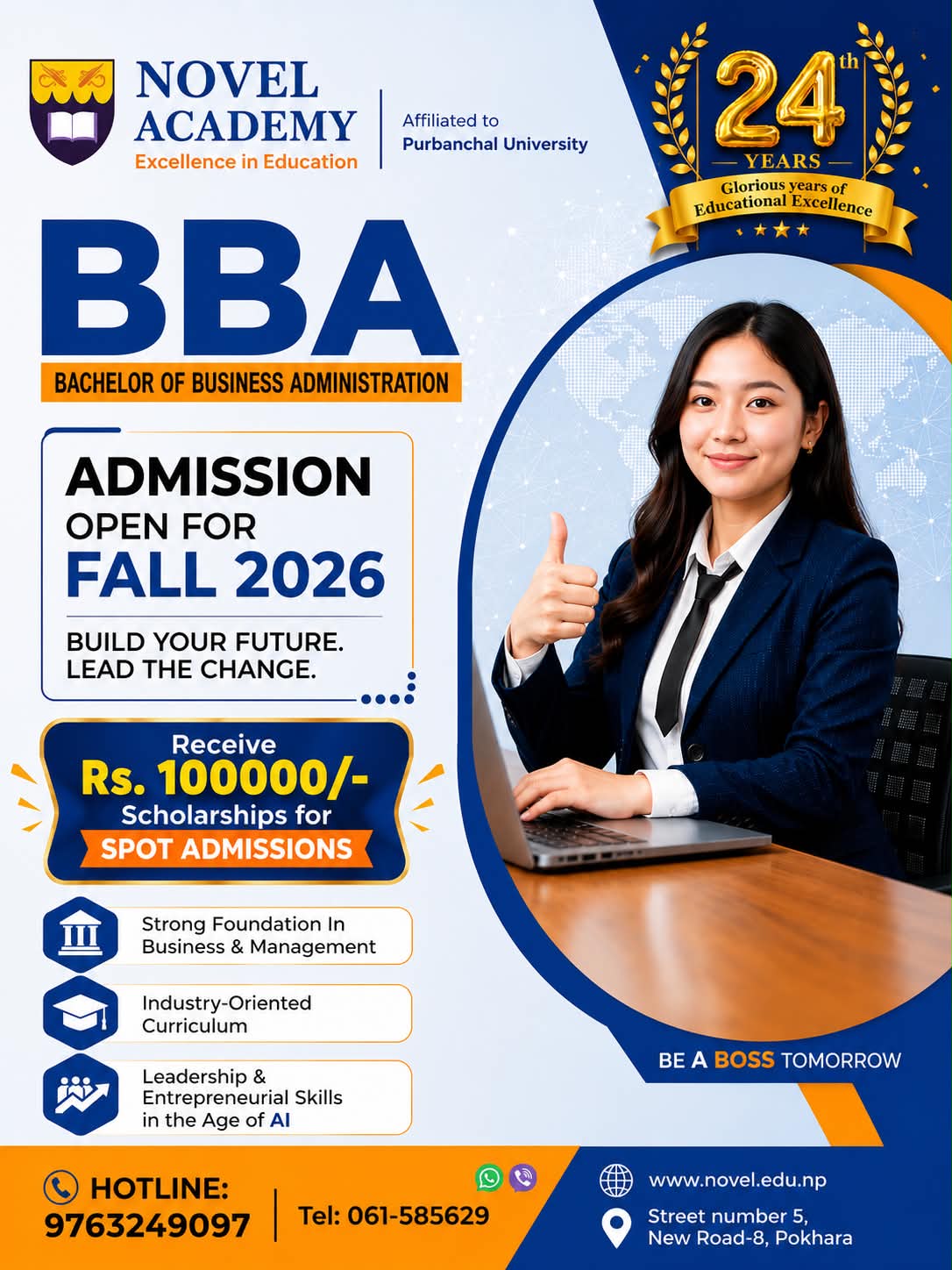 Novel Academy Facebook ad: नोभेल एकेडेमी पोखराको- छात्रवृत्ति संबन्धि सूचना